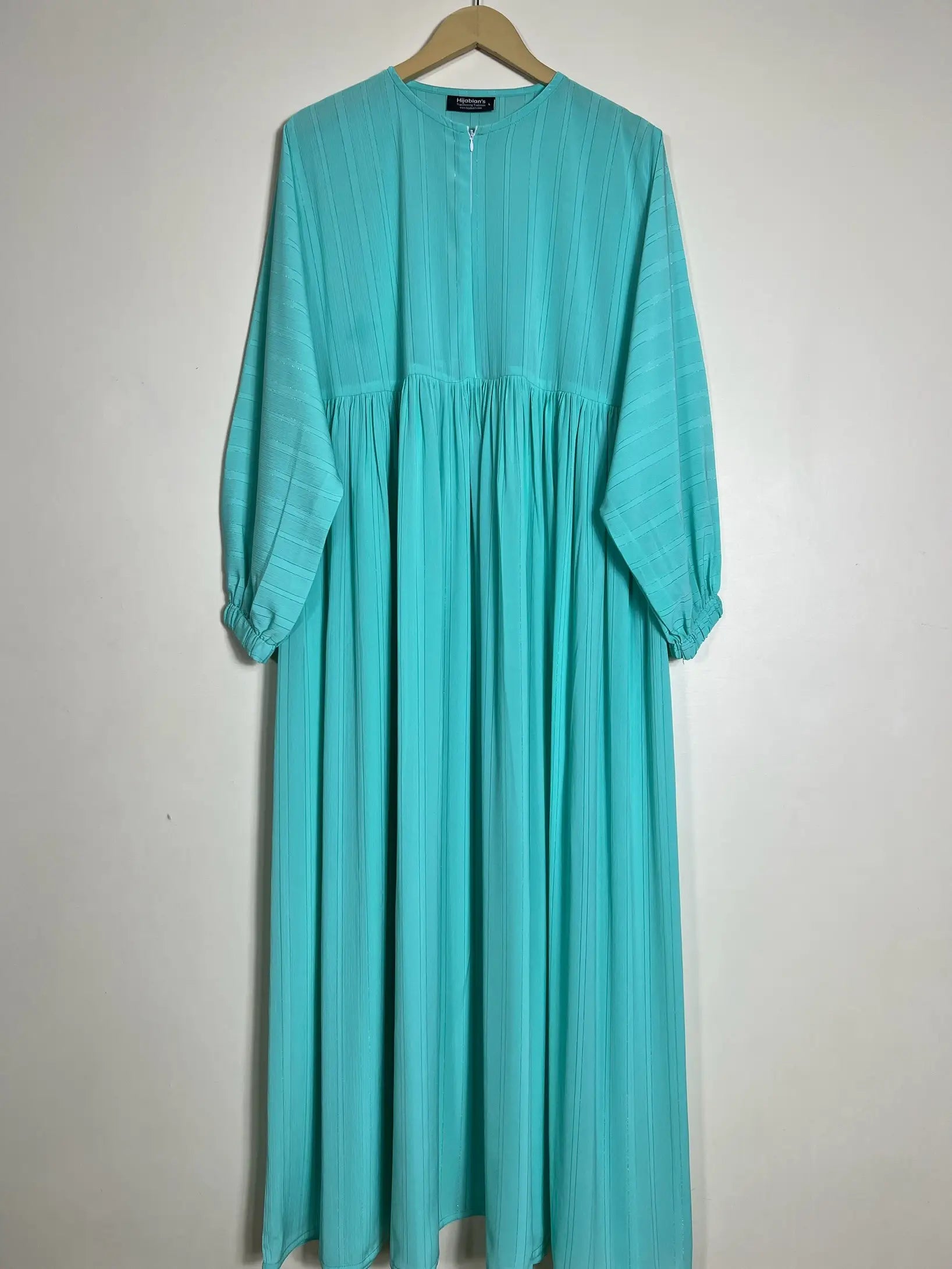 Turquoise - Elegant Zip Front Chun Abaya HJ1473