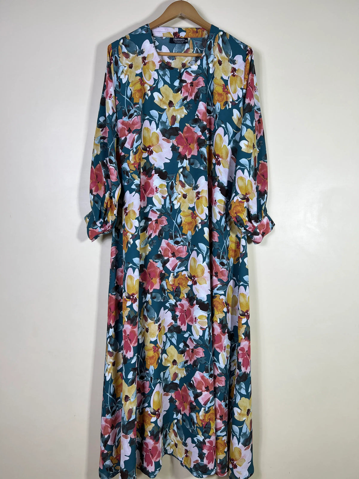 Teal Green - Floral Maxi Abaya HJ1659 Main image