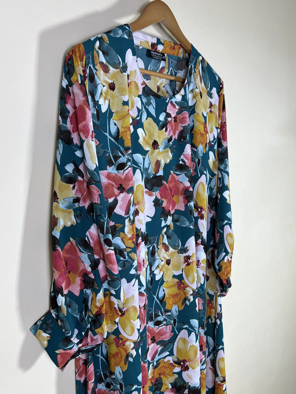 Teal Green - Floral Maxi Abaya HJ1659