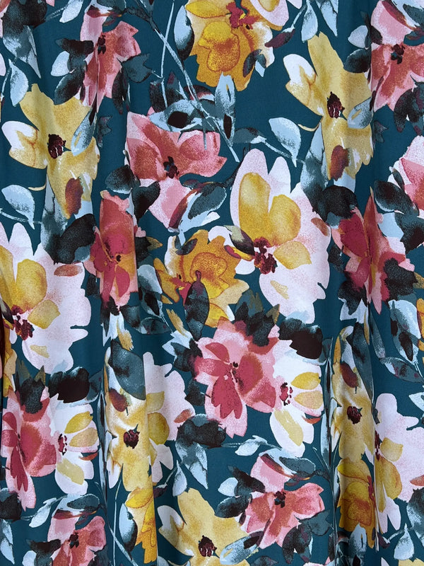 Teal Green - Floral Maxi Abaya HJ1659