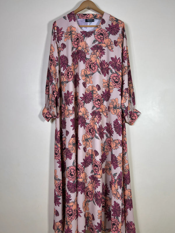 Dusty Rose - Floral Maxi Abaya HJ1662