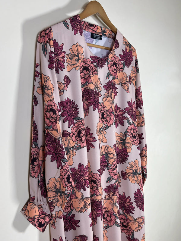 Dusty Rose - Floral Maxi Abaya HJ1662