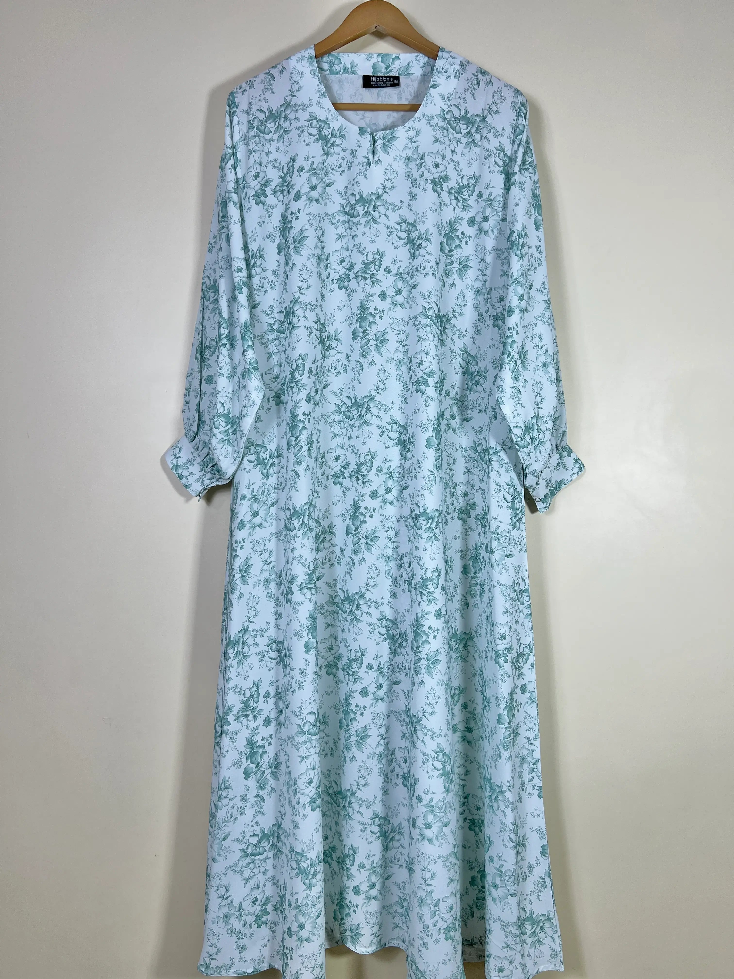 Mint White - Floral Maxi Abaya HJ1664