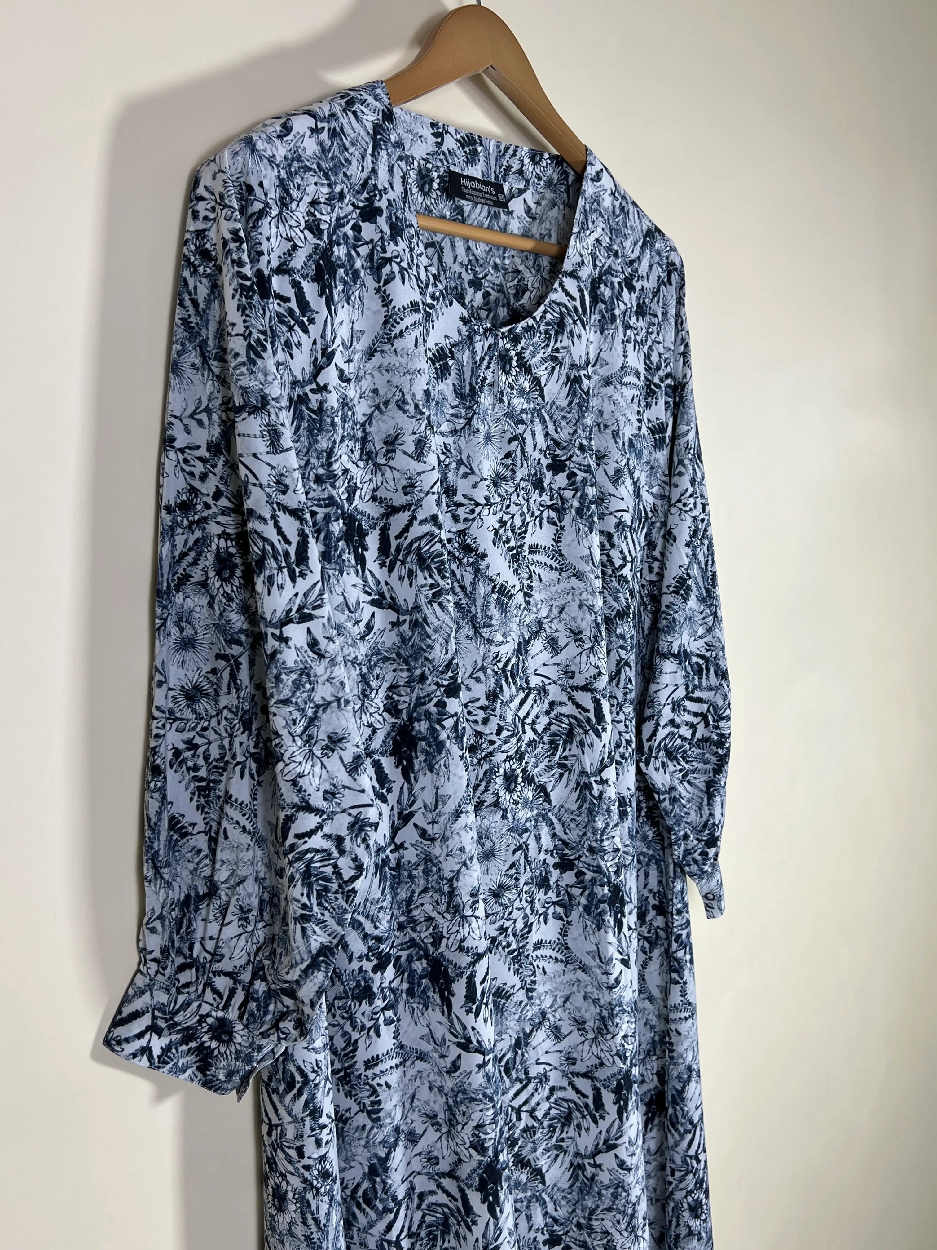Steel Blue - Printed Maxi Abaya HJ1665 Secondary image