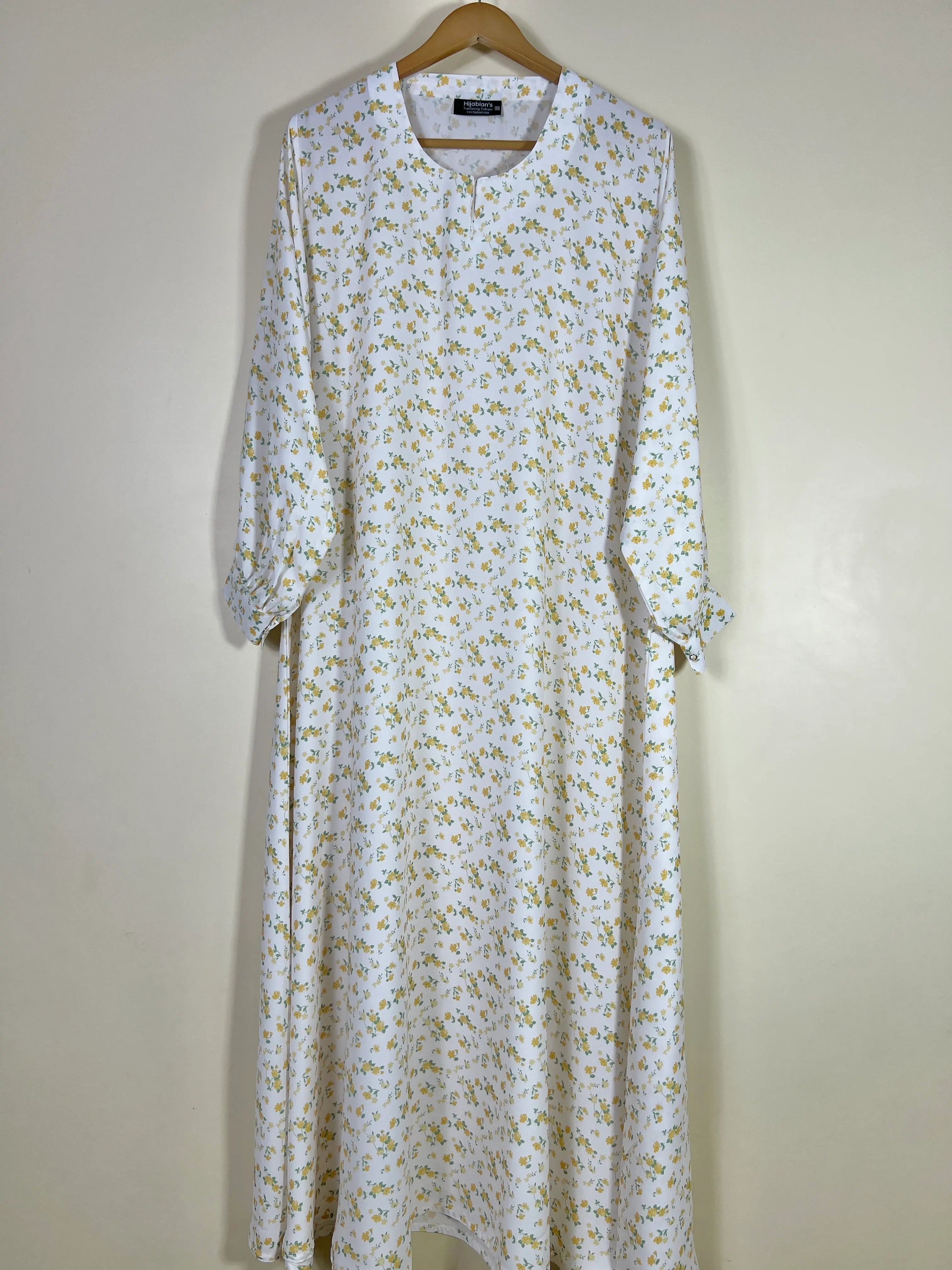 White - Floral Maxi Abaya HJ1666