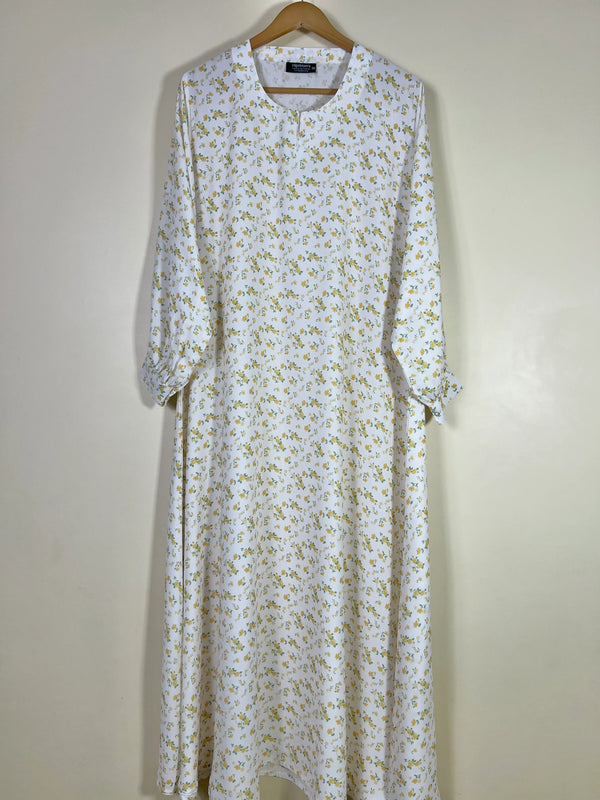 White - Floral Maxi Abaya HJ1666