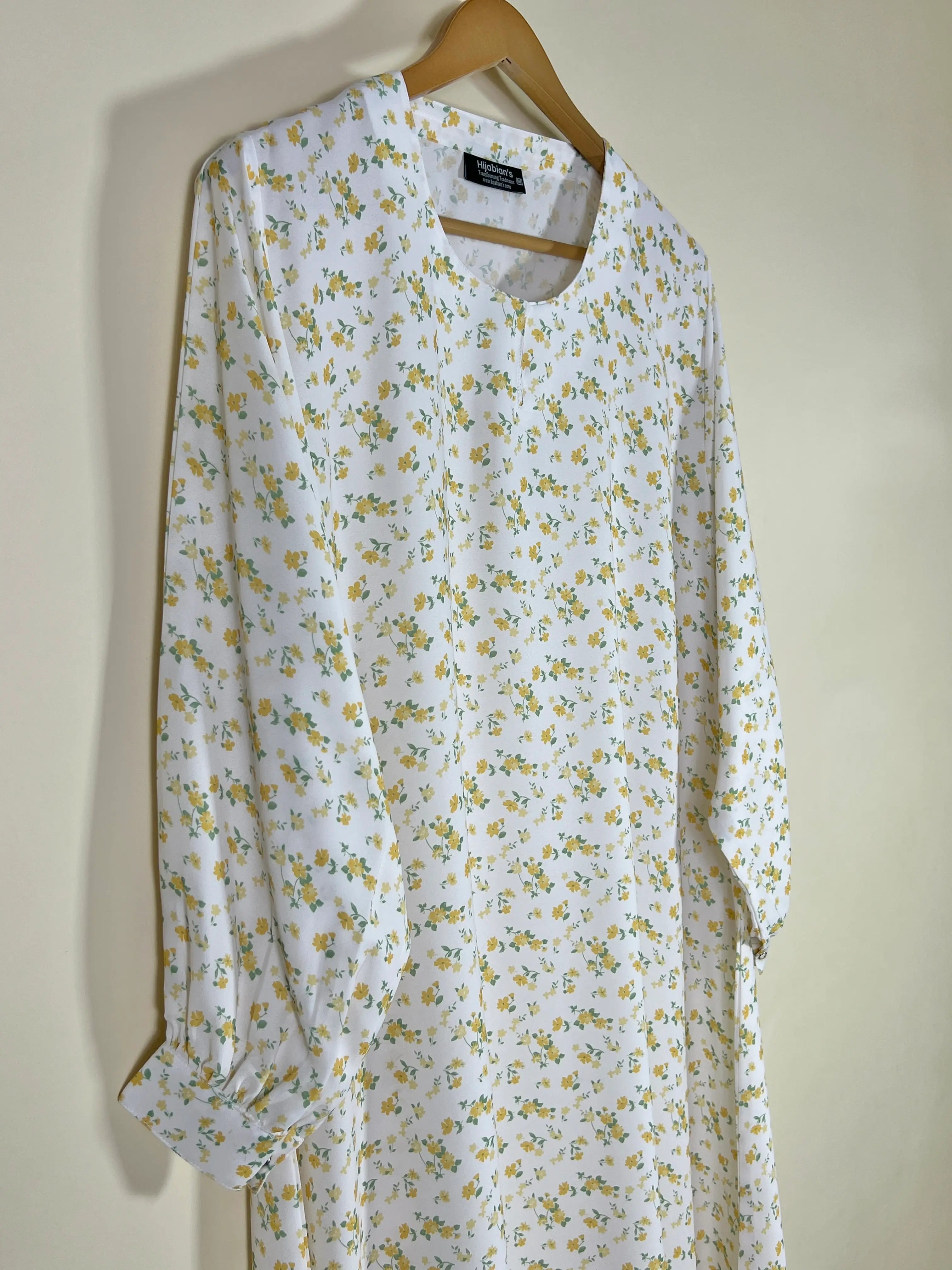 White - Floral Maxi Abaya HJ1666 Secondary image