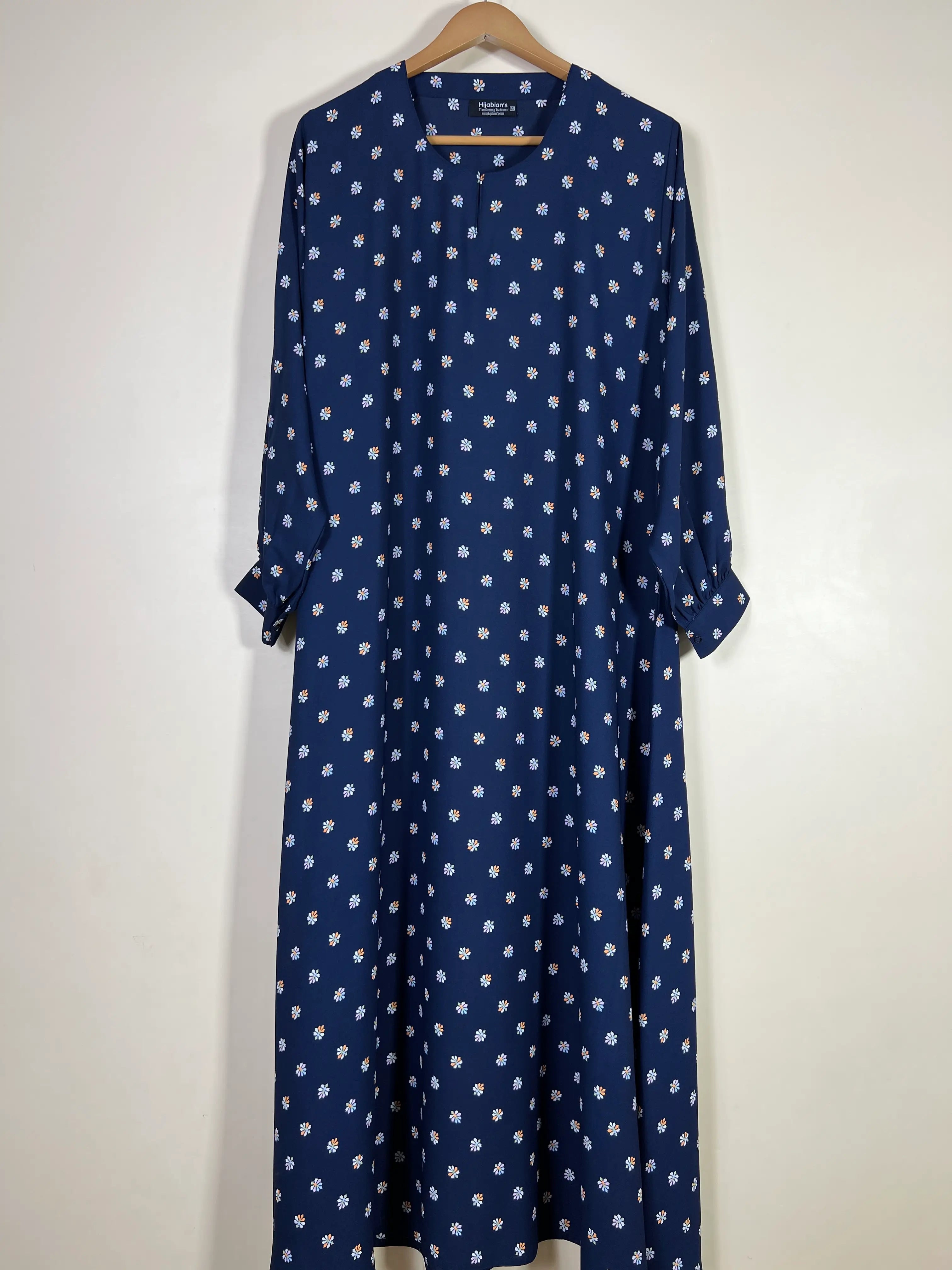Navy Blue - Floral Maxi Abaya HJ1667