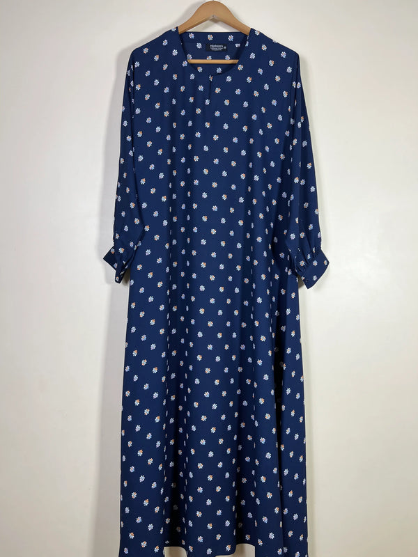 Navy Blue - Floral Maxi Abaya HJ1667