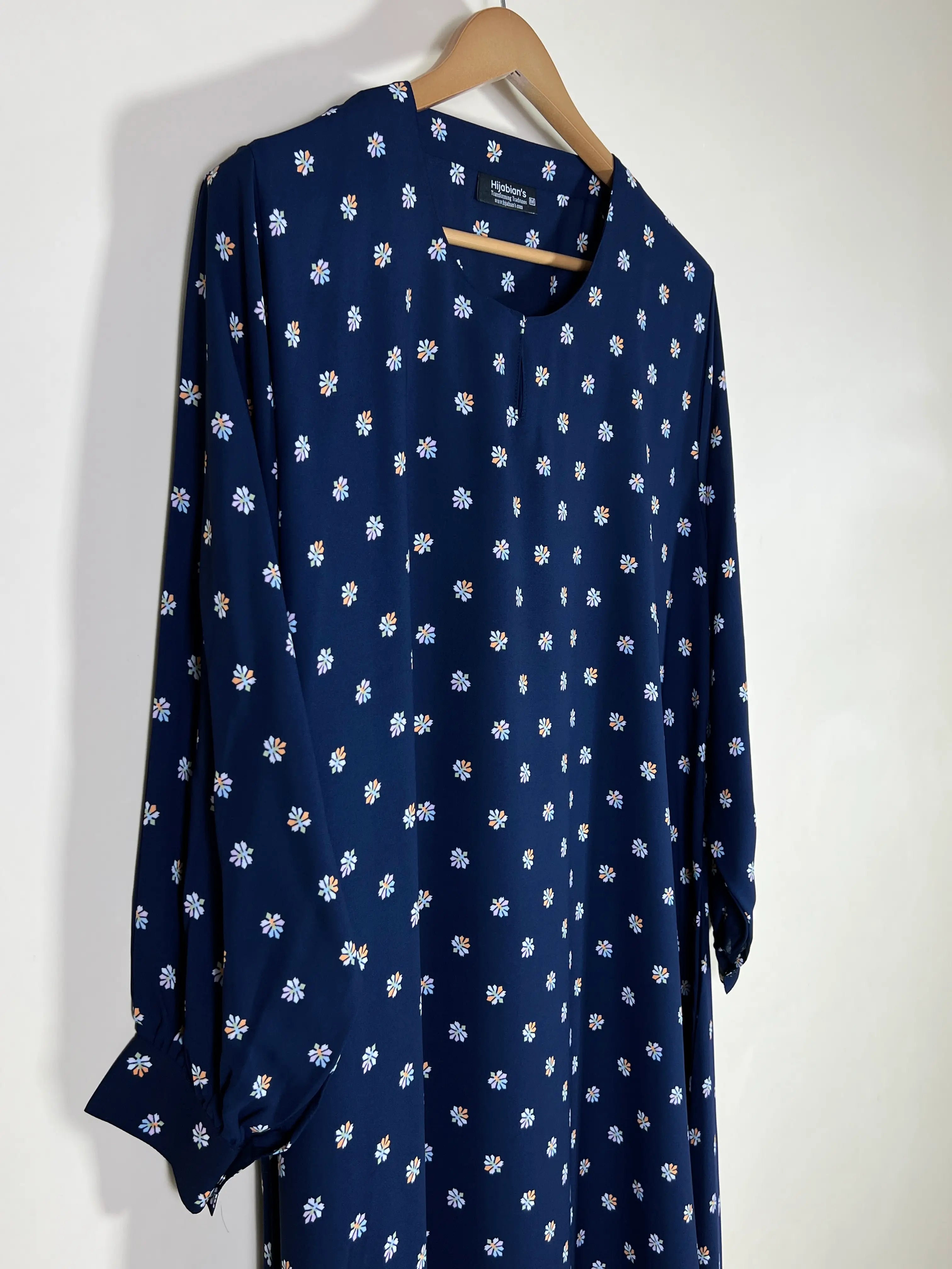 Navy Blue - Floral Maxi Abaya HJ1667 Secondary image