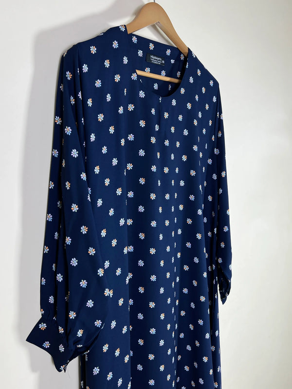 Navy Blue - Floral Maxi Abaya HJ1667
