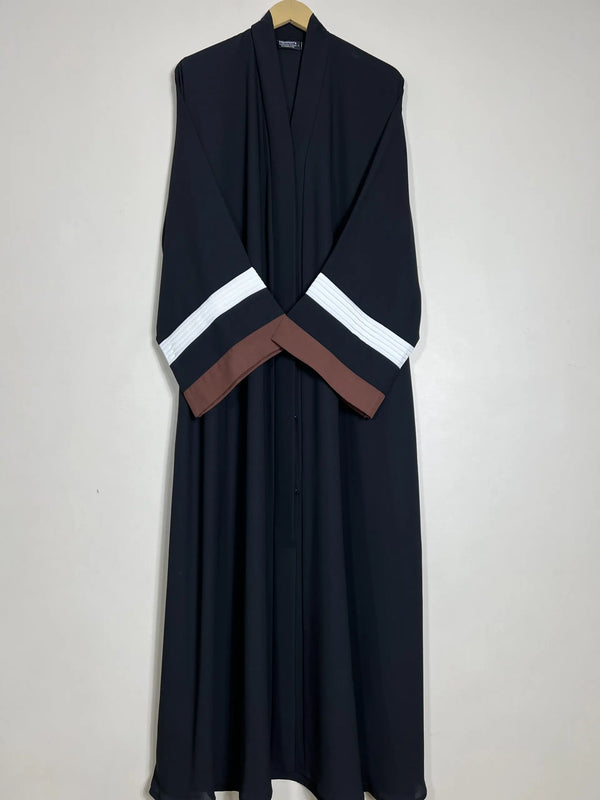Russet - White Pleated Modest Abaya HJ0791