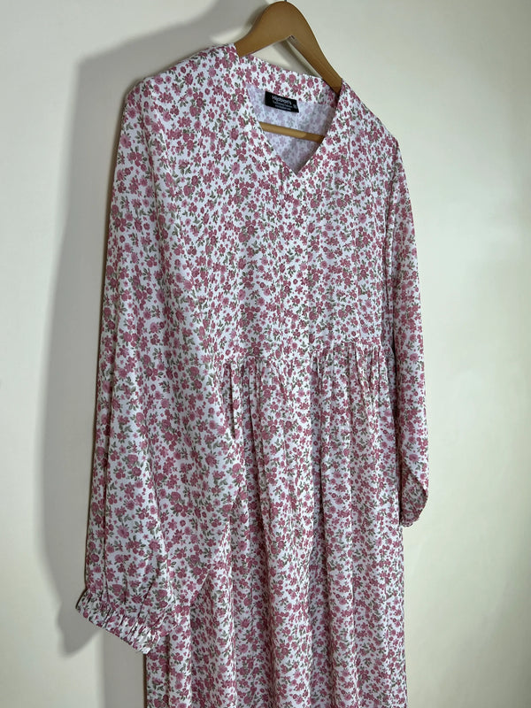 Blush - Floral Front Open Chun Abaya HJ1669