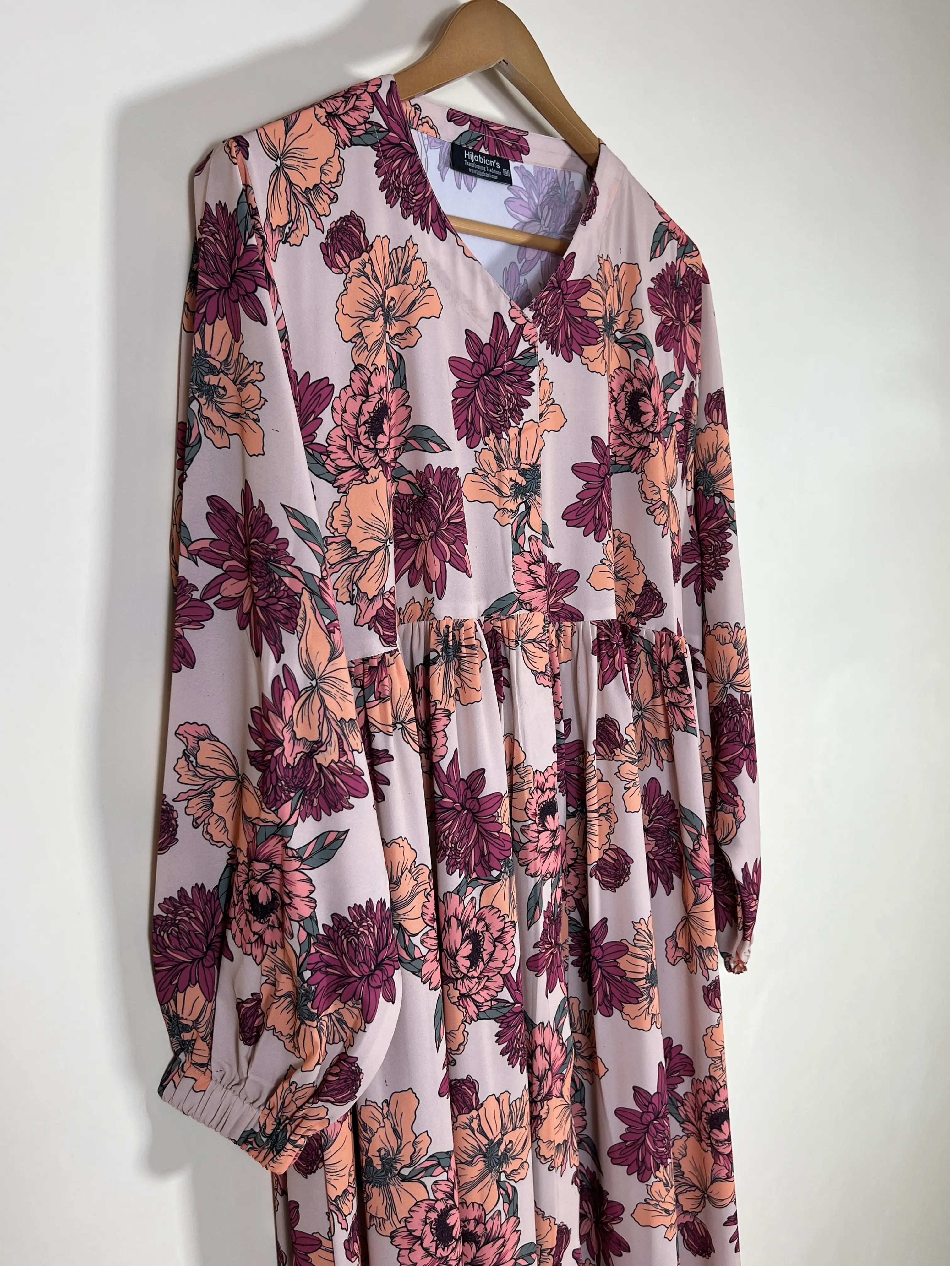 Dusty Rose - Floral Front Open Chun Abaya HJ1670 Secondary image