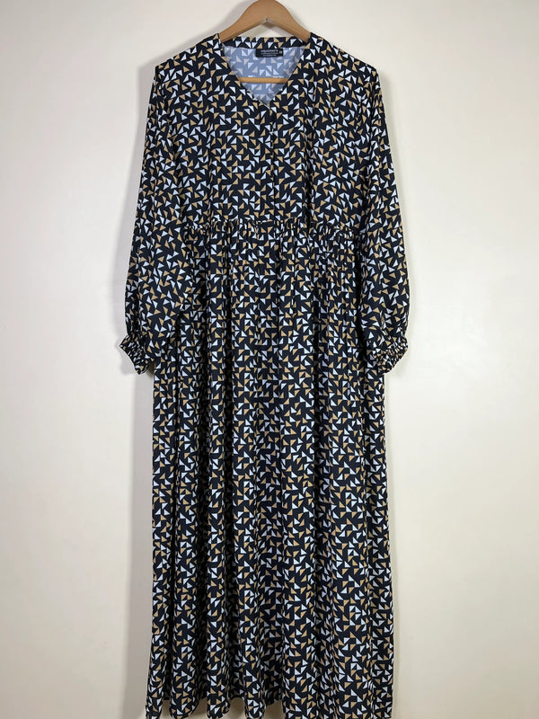 Black - Printed Front Open Chun Abaya HJ1671