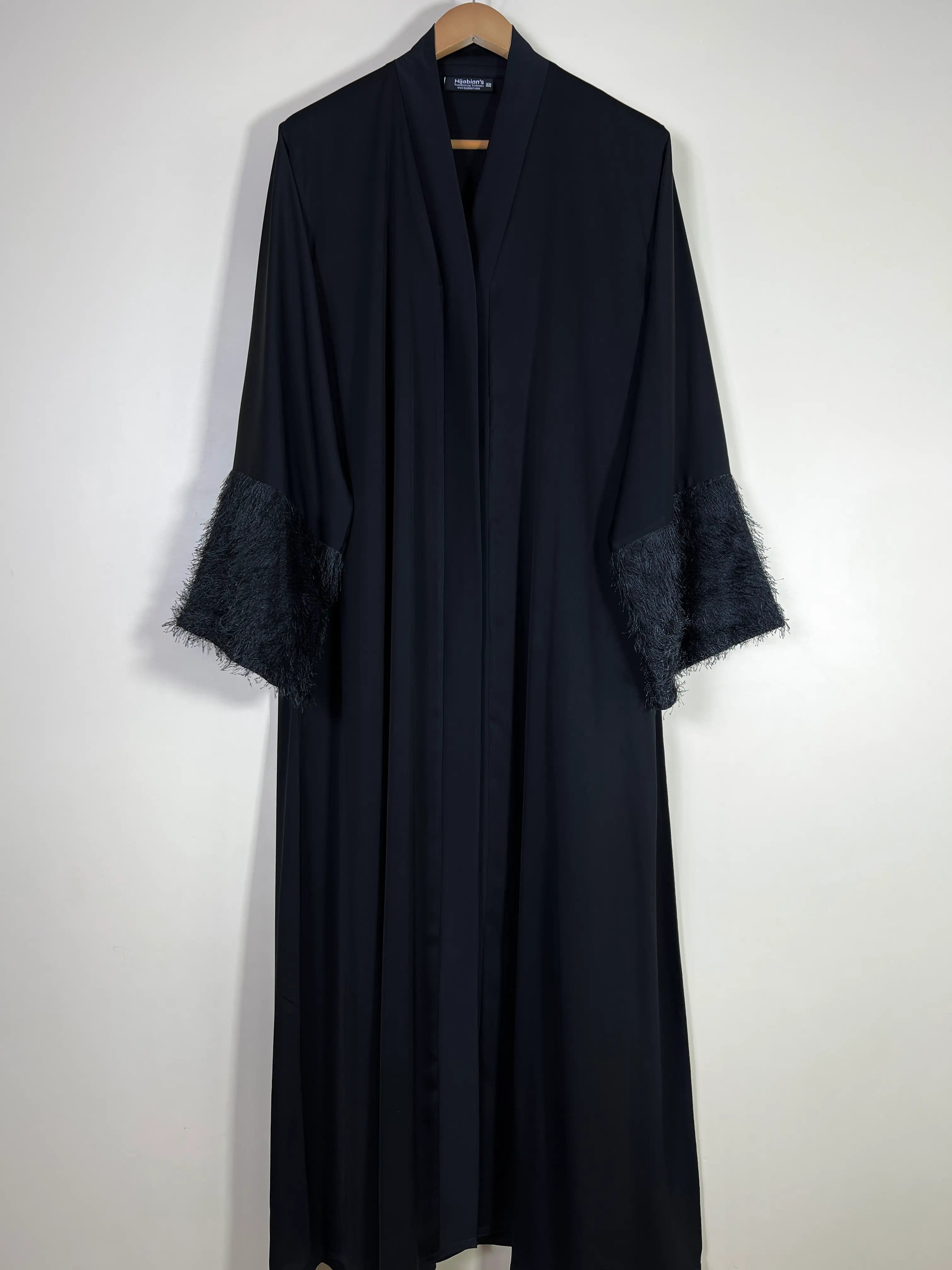 Black - Safa Feather Abaya HJ1679