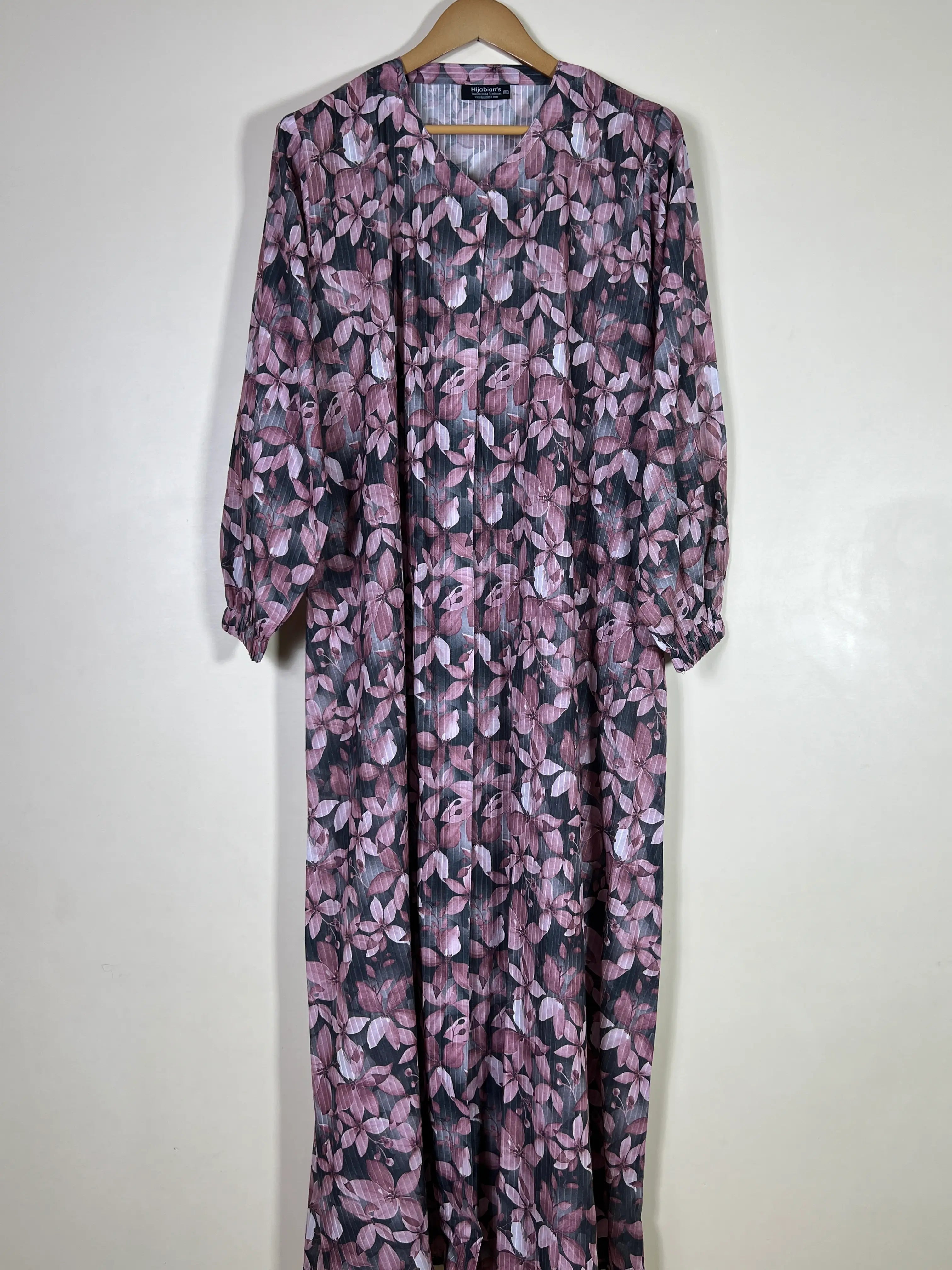 Mauve Black - Arabic Lawn Abaya HJ1692
