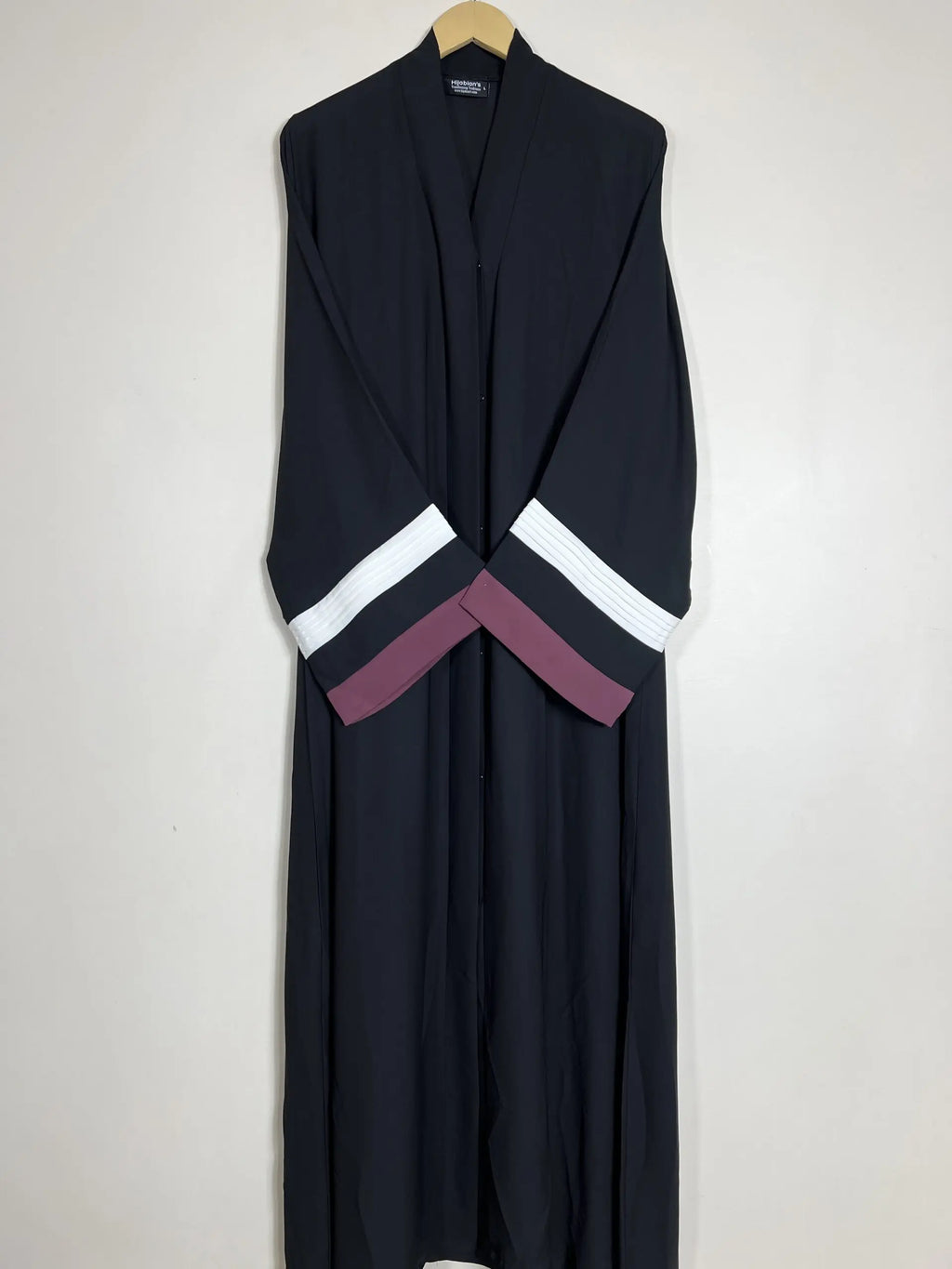 Mauve - White Pleated Modest Abaya HJ0843