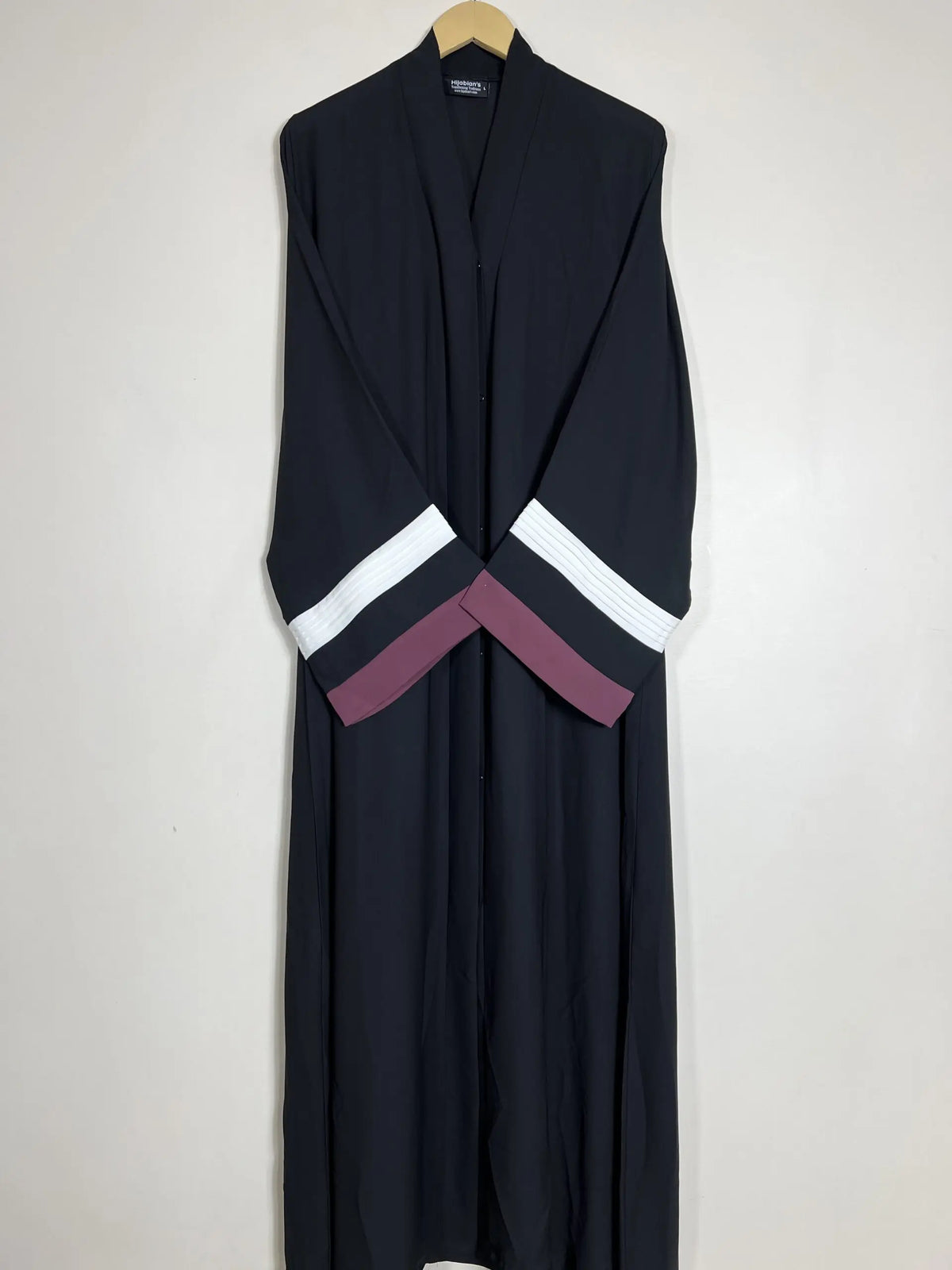 Mauve - White Pleated Modest Abaya HJ0843 Main image