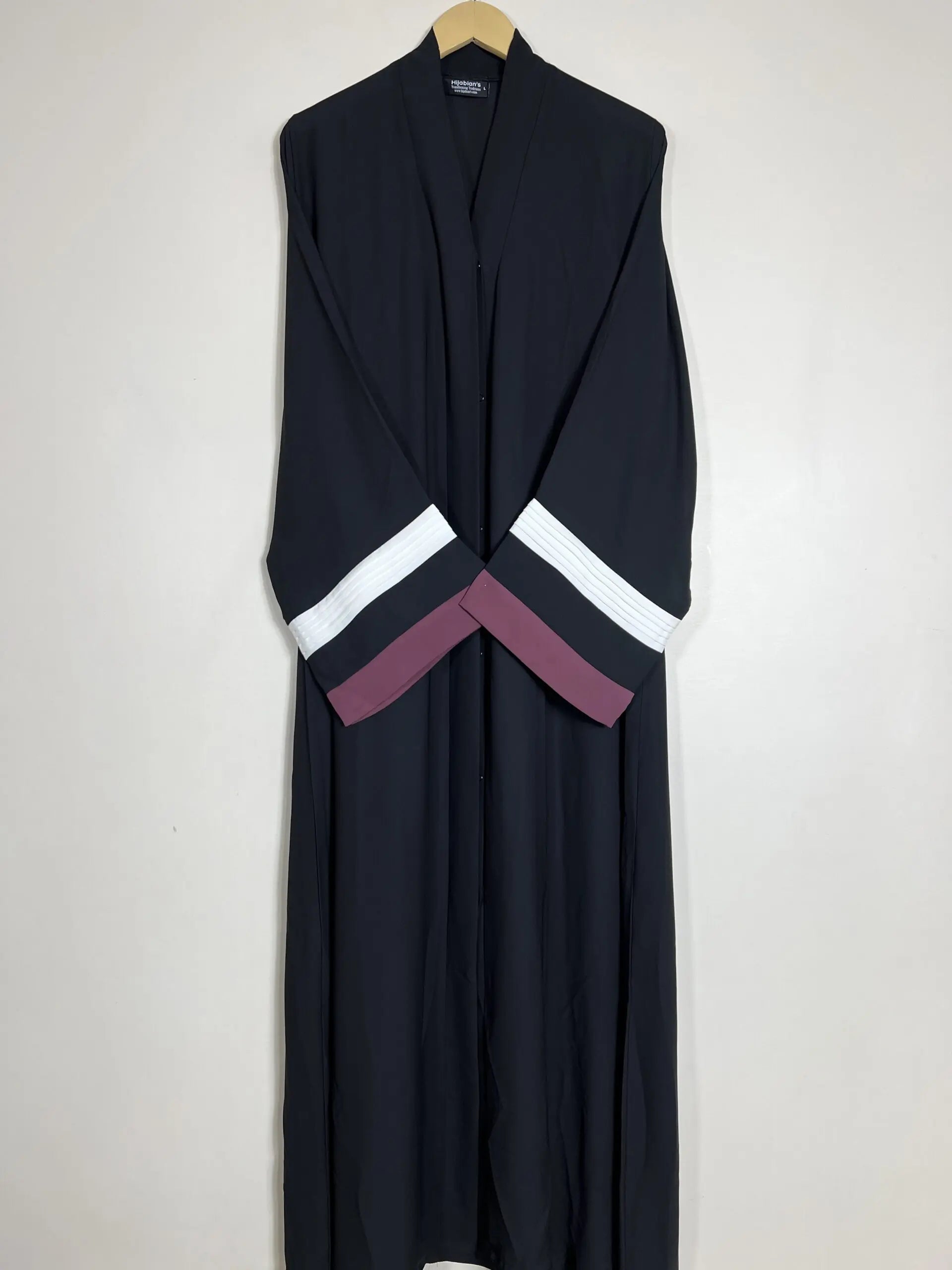 Mauve - White Pleated Modest Abaya HJ0843