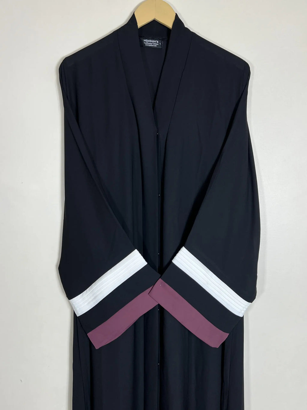 Mauve - White Pleated Modest Abaya HJ0843