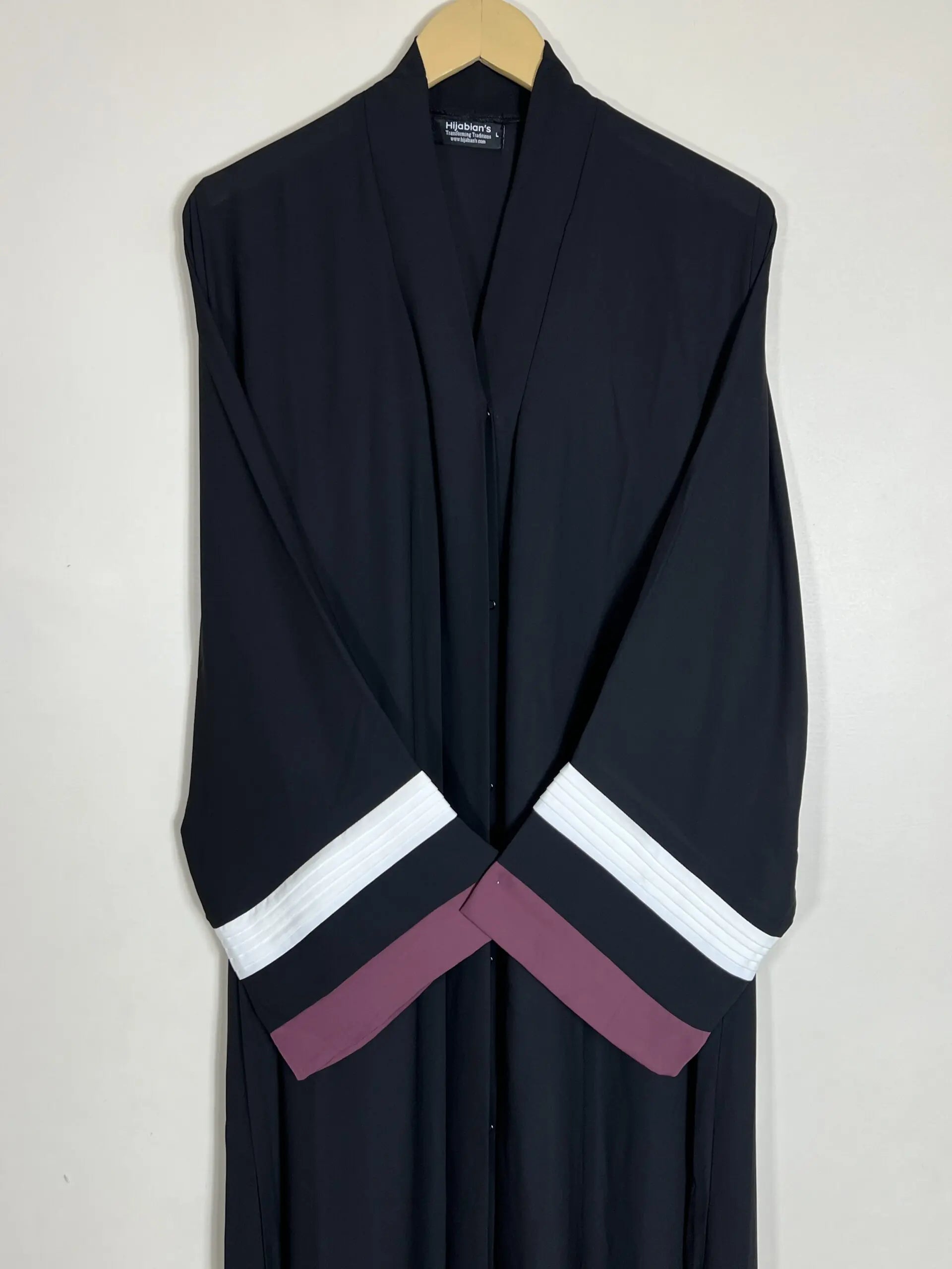 Mauve - White Pleated Modest Abaya HJ0843