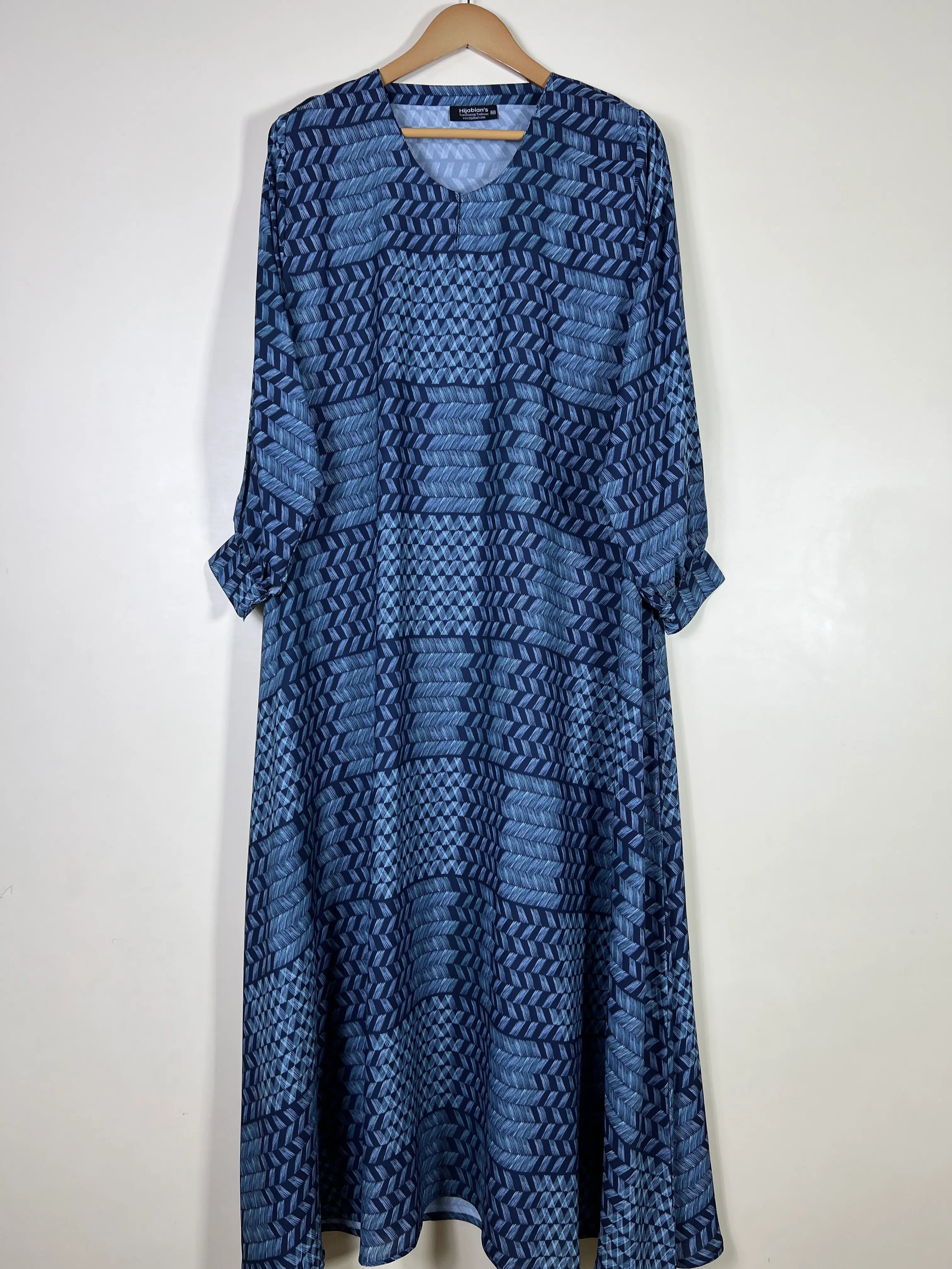 Denim Blue - Printed Maxi Abaya HJ1694