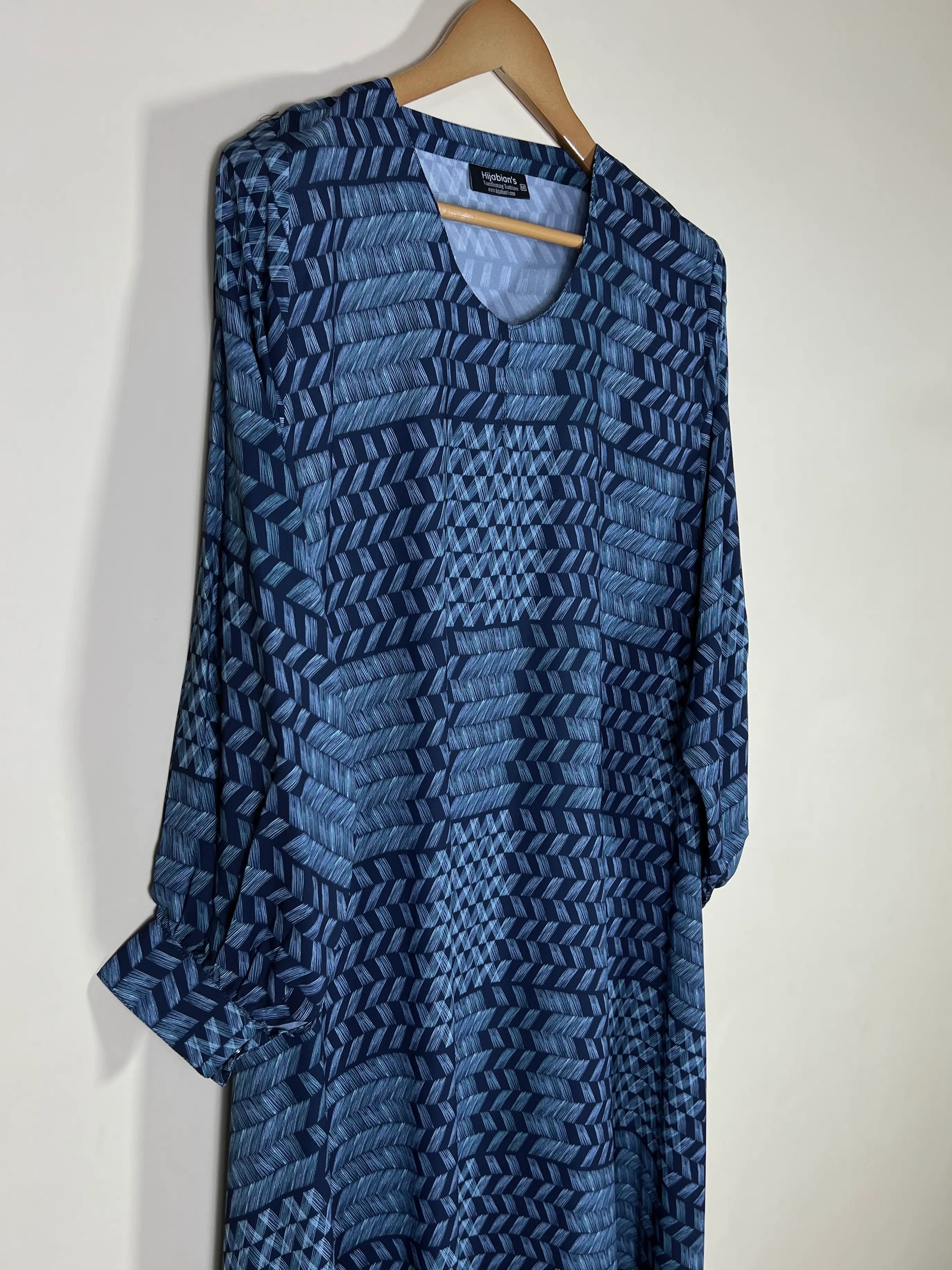 Denim Blue - Printed Maxi Abaya HJ1694