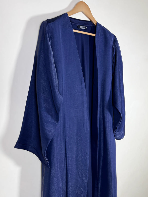 Midnight Navy -  Zareen Crinkle Silk Abaya HJ1708