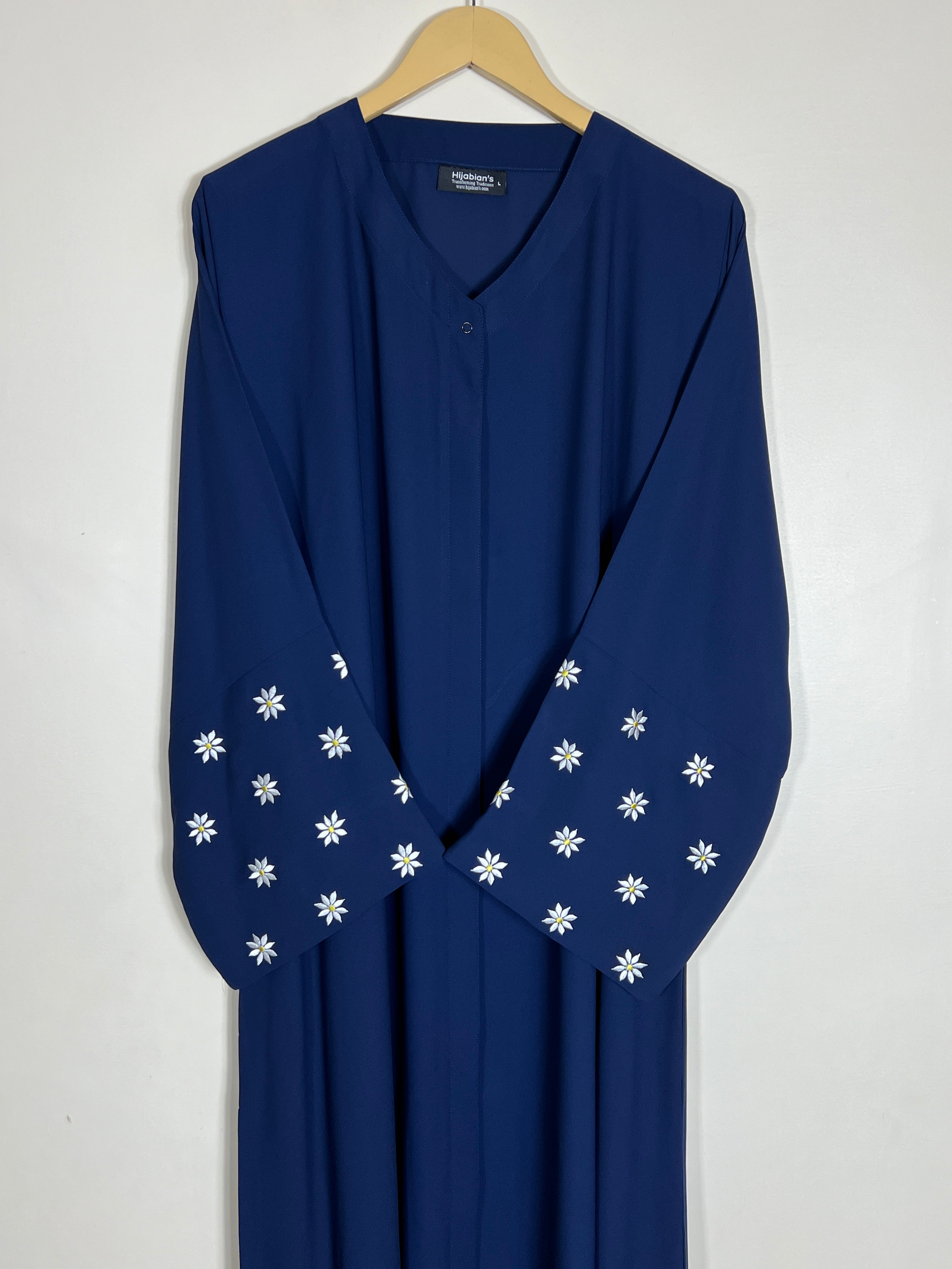 Blue - Petals Embroidery Abaya HJ1355 Secondary image