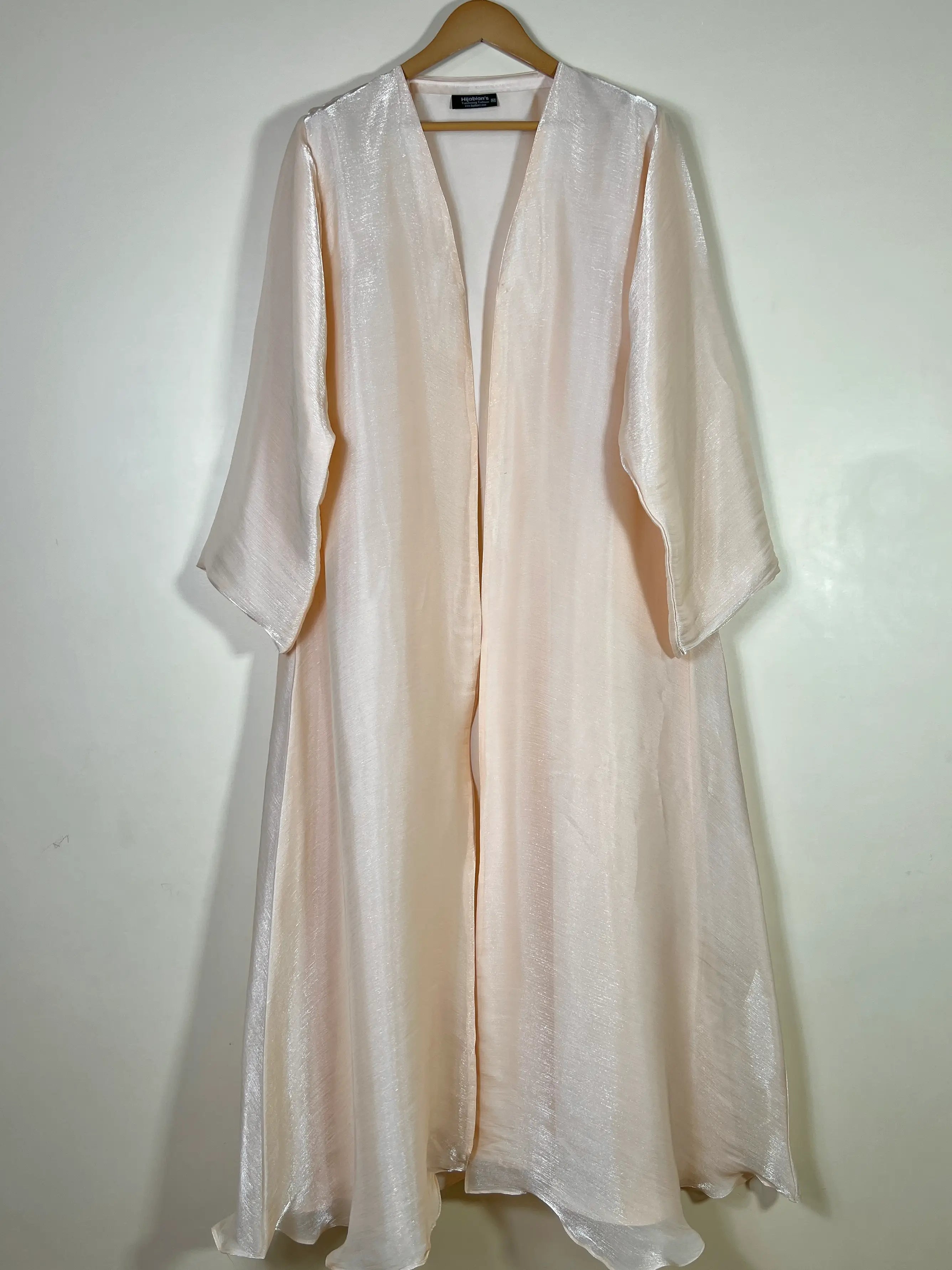 Soft Beige -  Zareen Crinkle Silk Abaya HJ1709 Secondary image