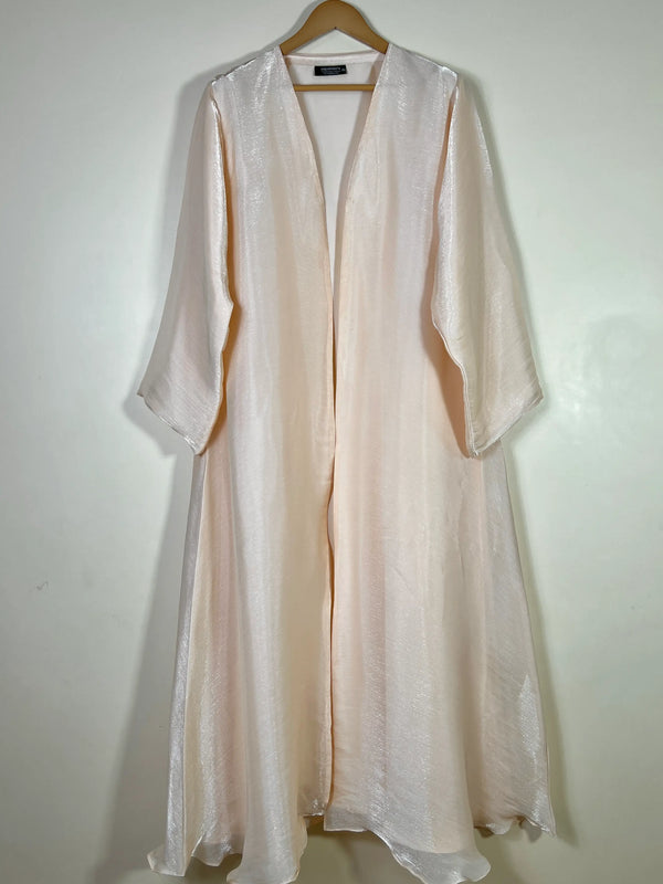 Soft Beige -  Zareen Crinkle Silk Abaya HJ1709