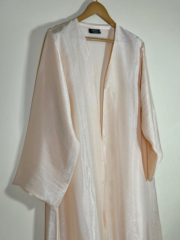 Soft Beige -  Zareen Crinkle Silk Abaya HJ1709