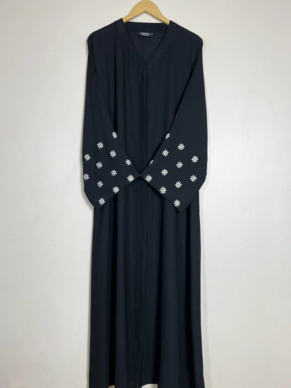 Black - Petals Embroidery Abaya HJ1417