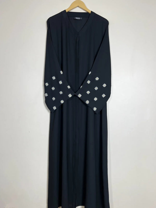 Black - Petals Embroidery Abaya HJ1417