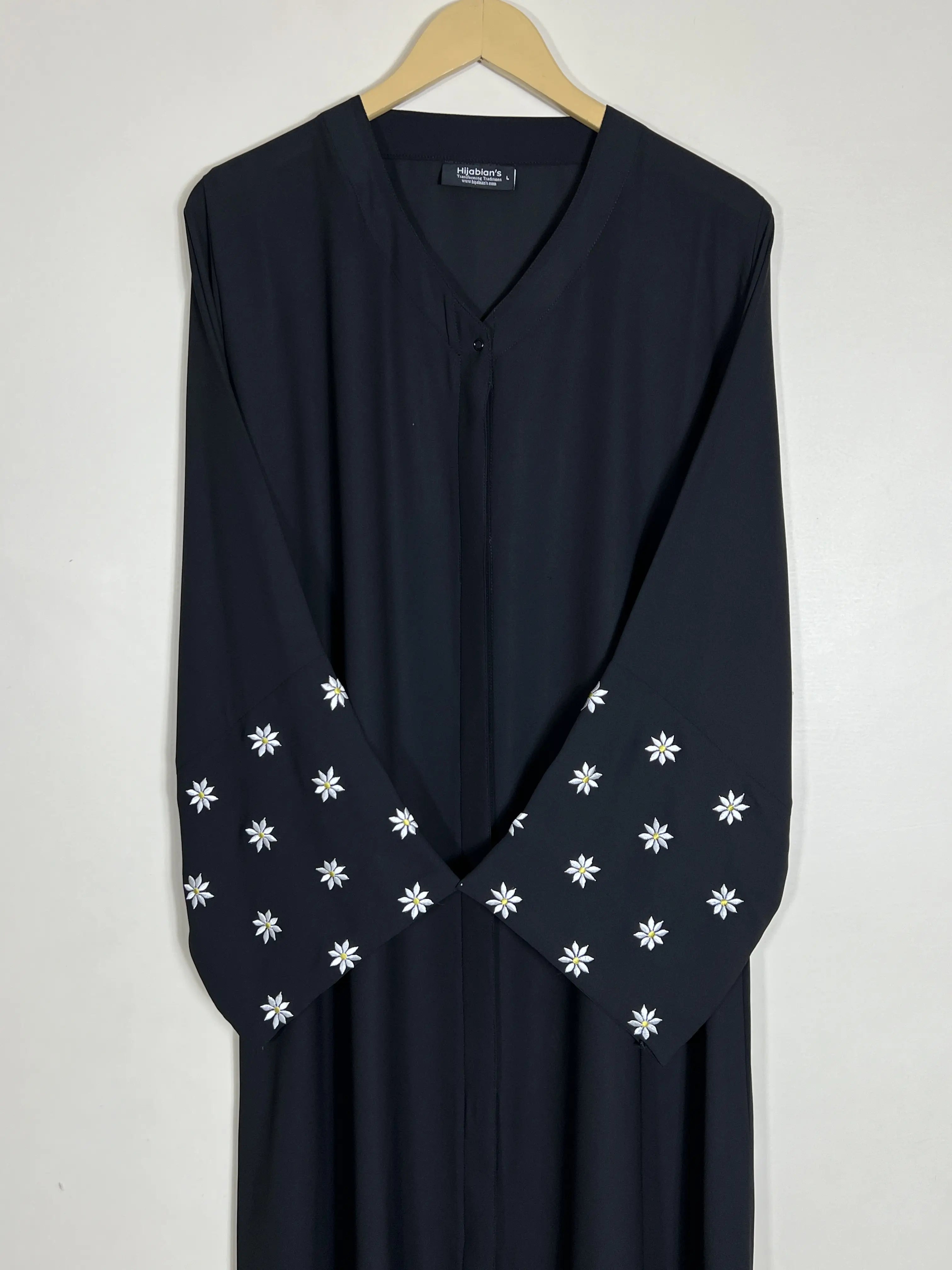 Black - Petals Embroidery Abaya HJ1417 Secondary image