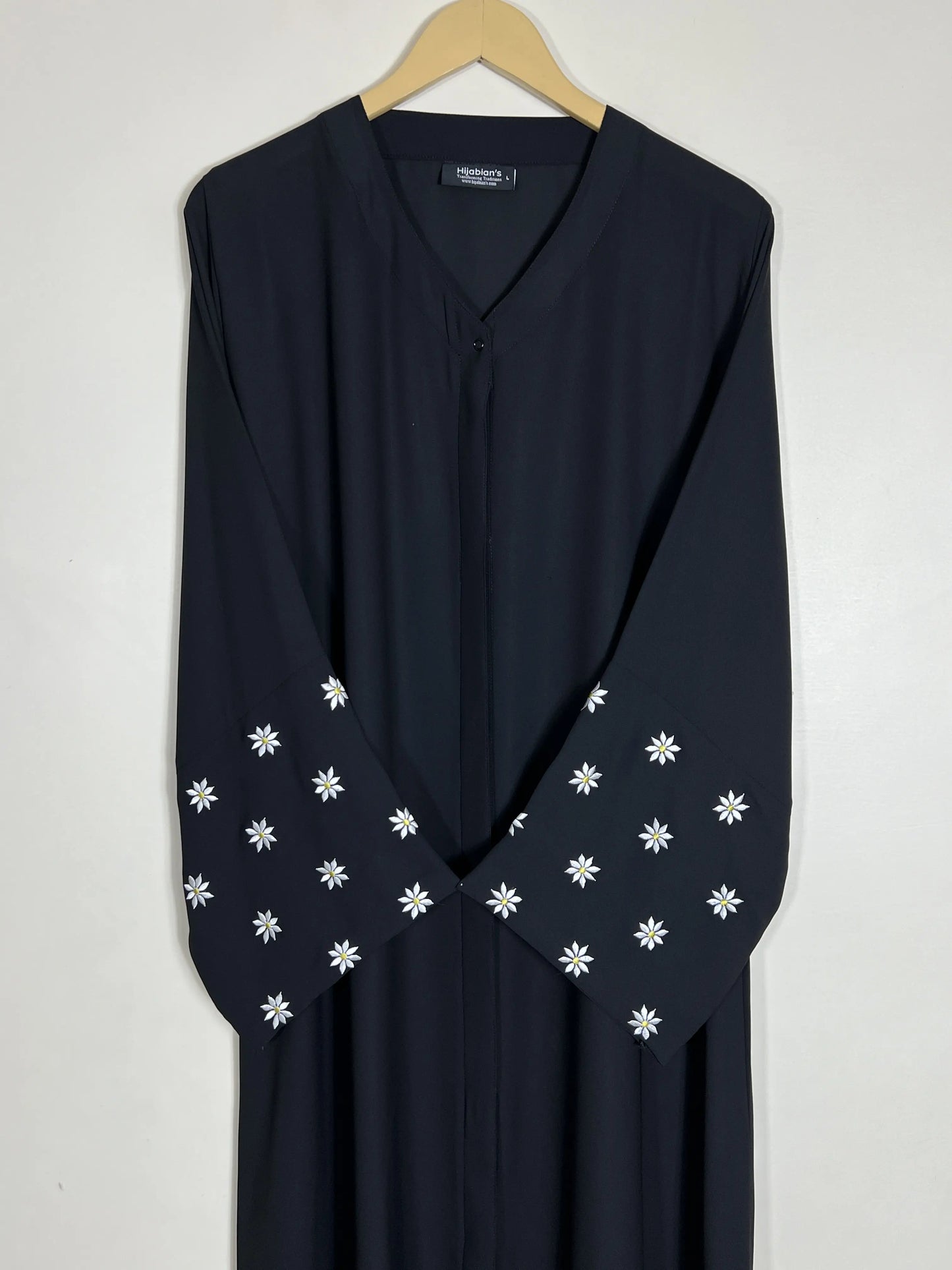 Black - Petals Embroidery Abaya HJ1417