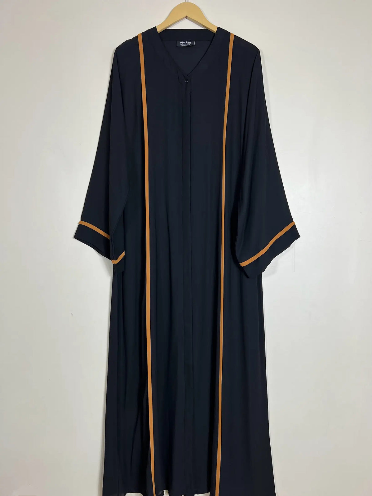 Black - Mustard Pipen Majesty Abaya HJ0849 Main image