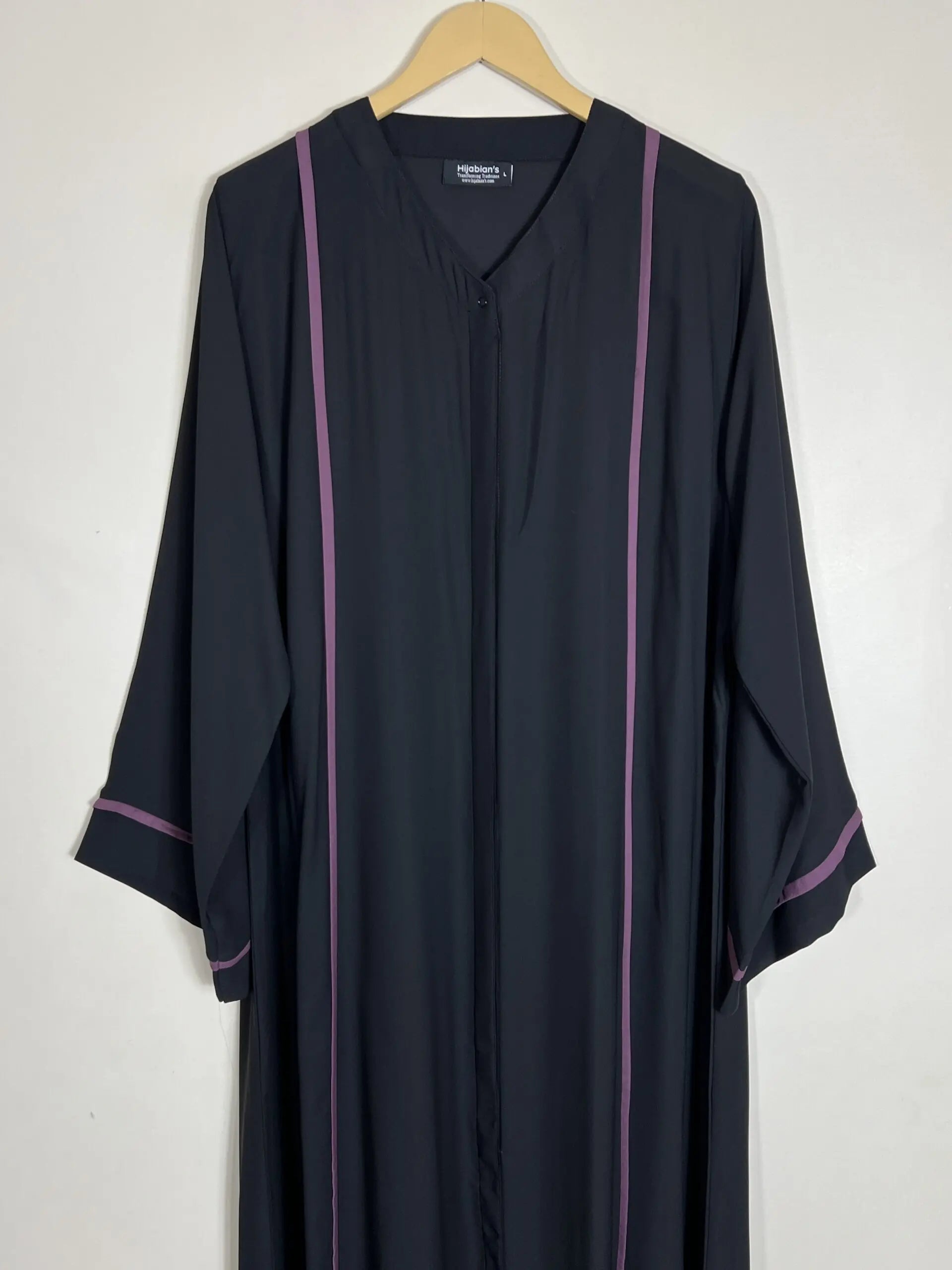 Black - Mauve Pipen Majesty Abaya HJ0850 Secondary image