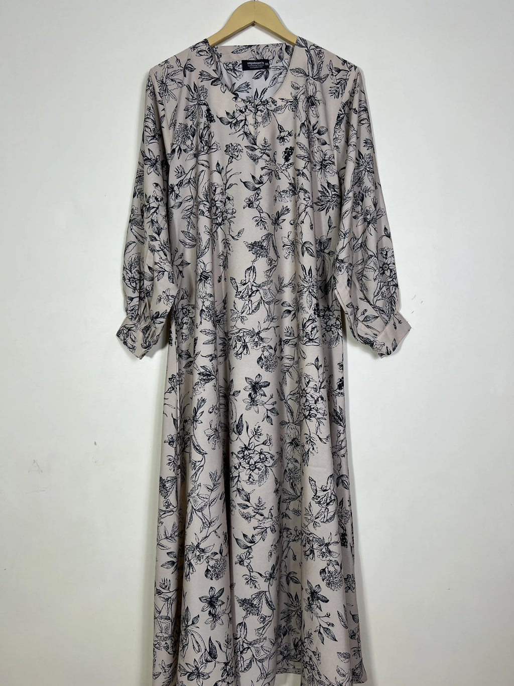 Beige - Floral Maxi Abaya HJ1419