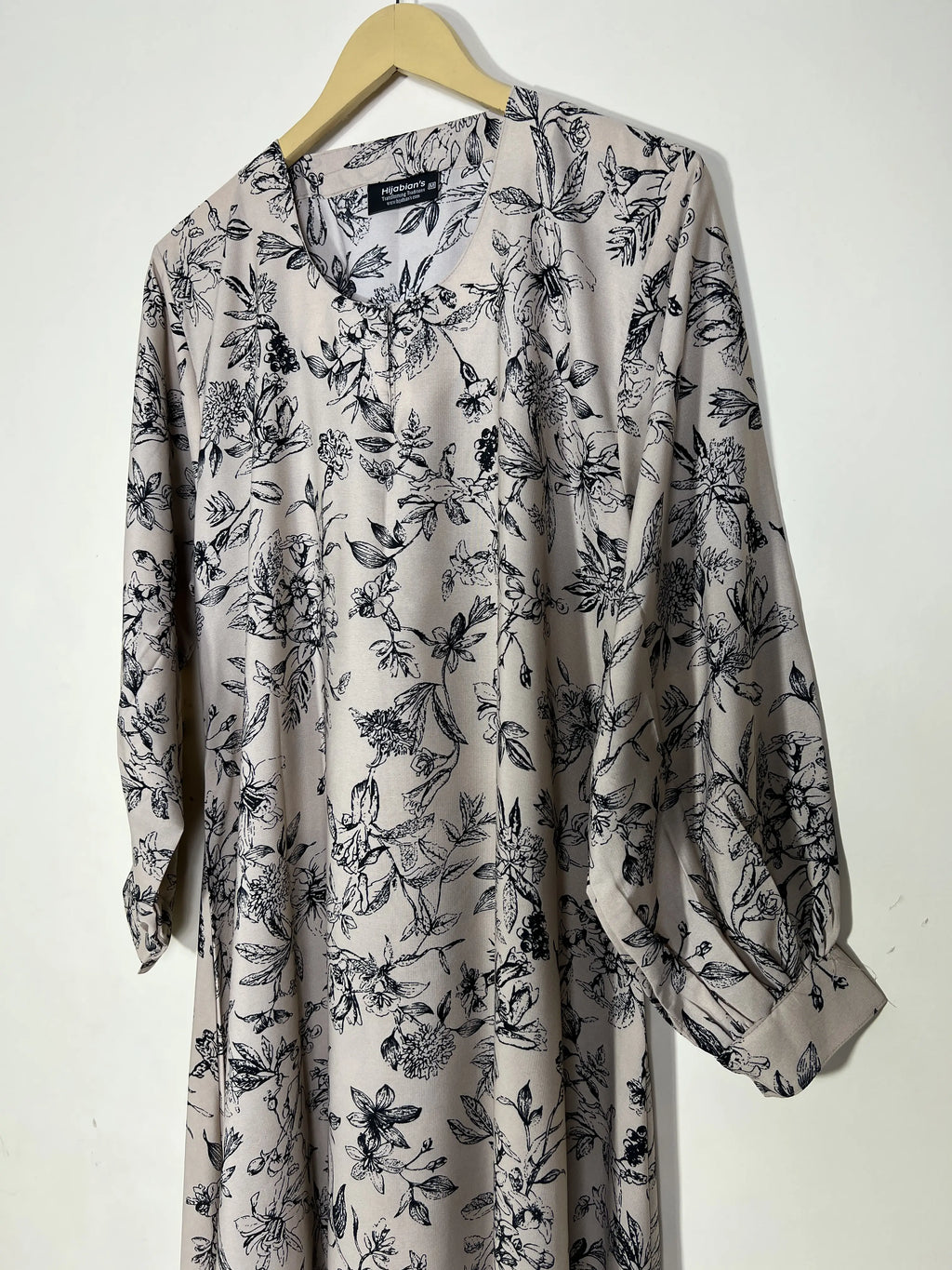 Beige - Floral Maxi Abaya HJ1419