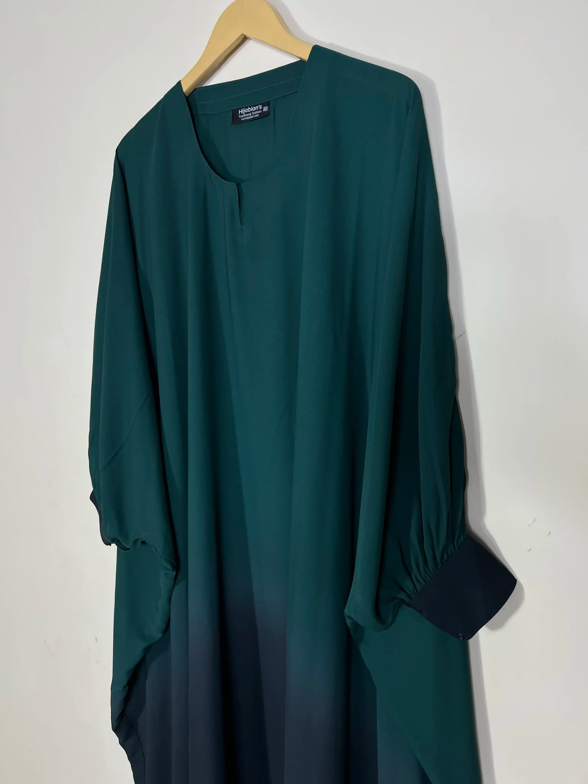 Bottle Green - Dual Tone Butterfly Abaya HJ1344 Secondary image