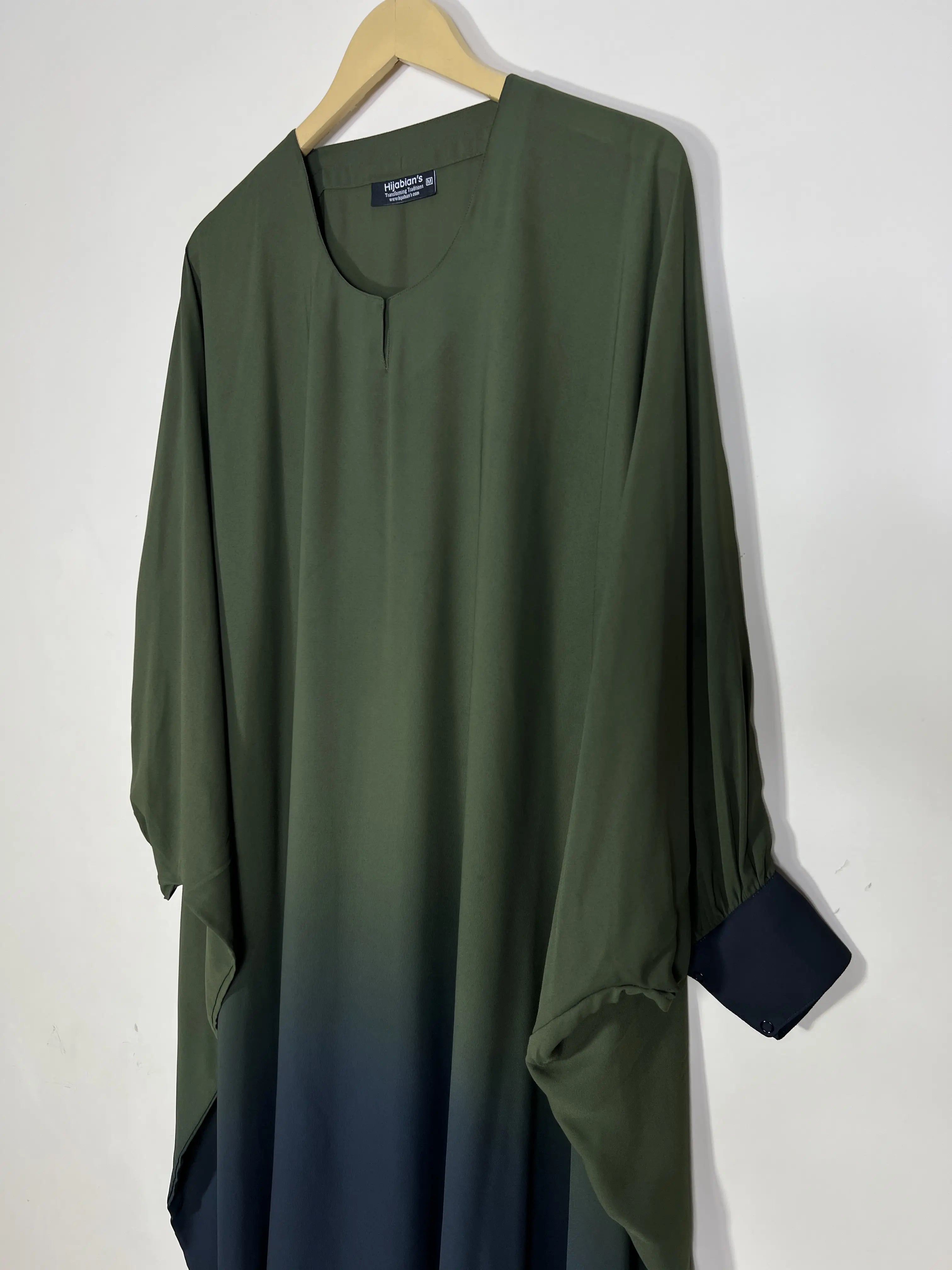 Olive Green - Dual Tone Butterfly Abaya HJ1476