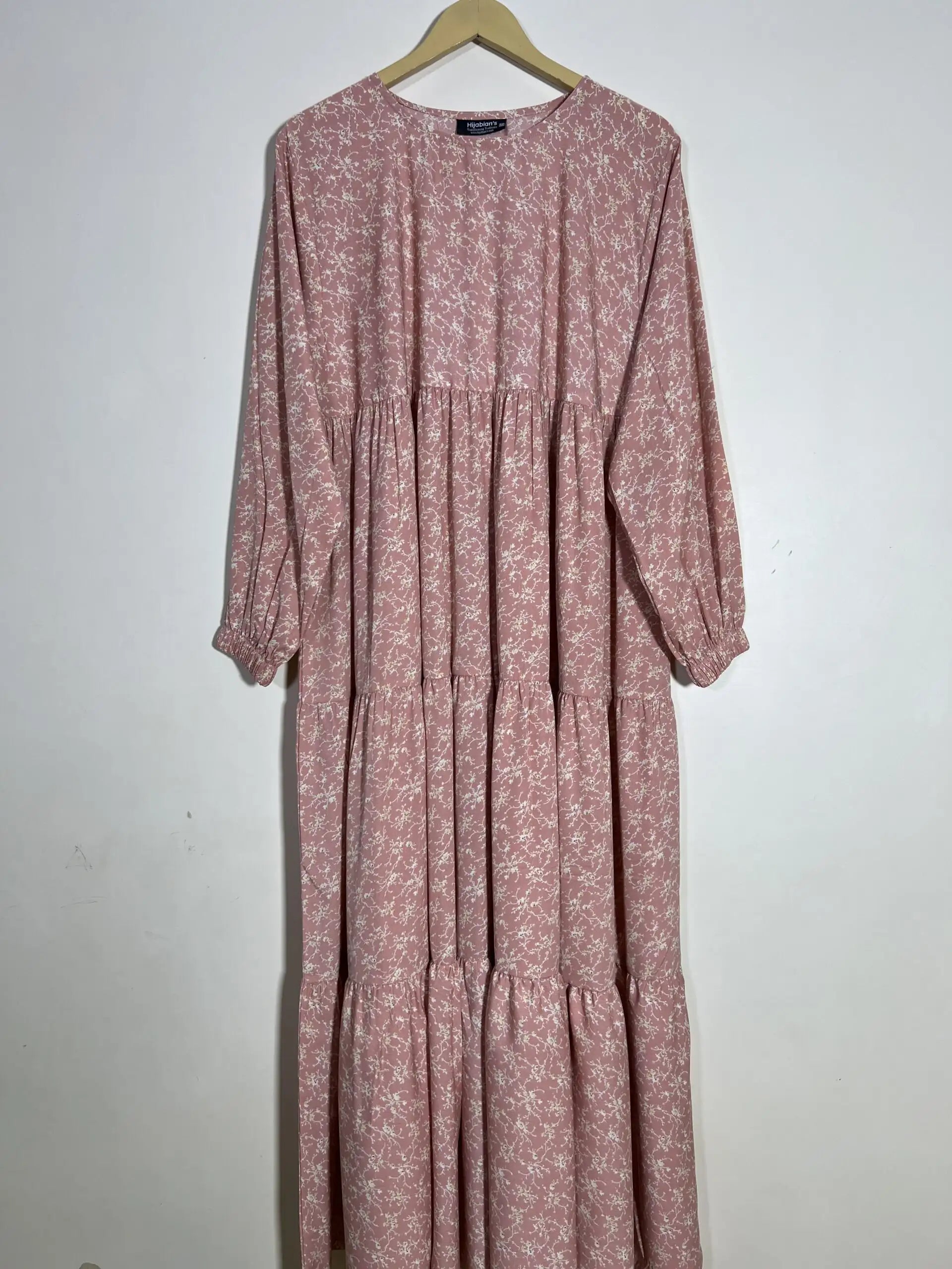 Flamingo Pink - Floral Frill Maxi Abaya HJ1283