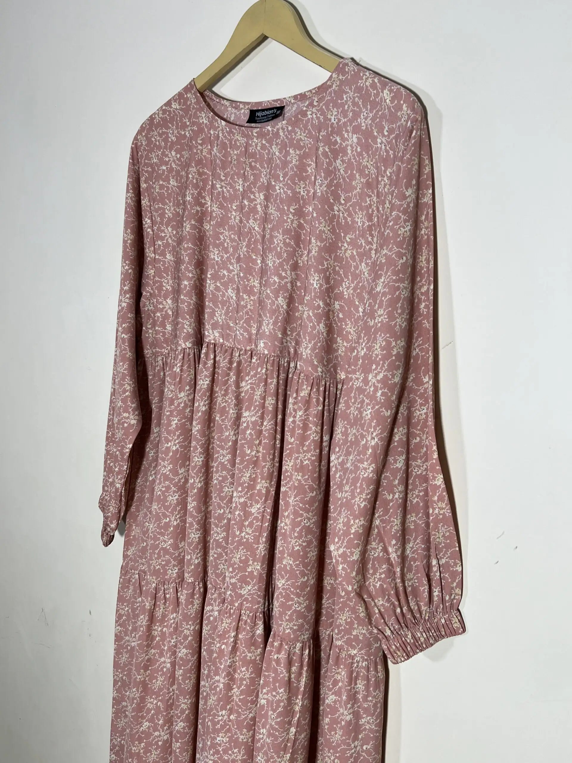 Flamingo Pink - Floral Frill Maxi Abaya HJ1283