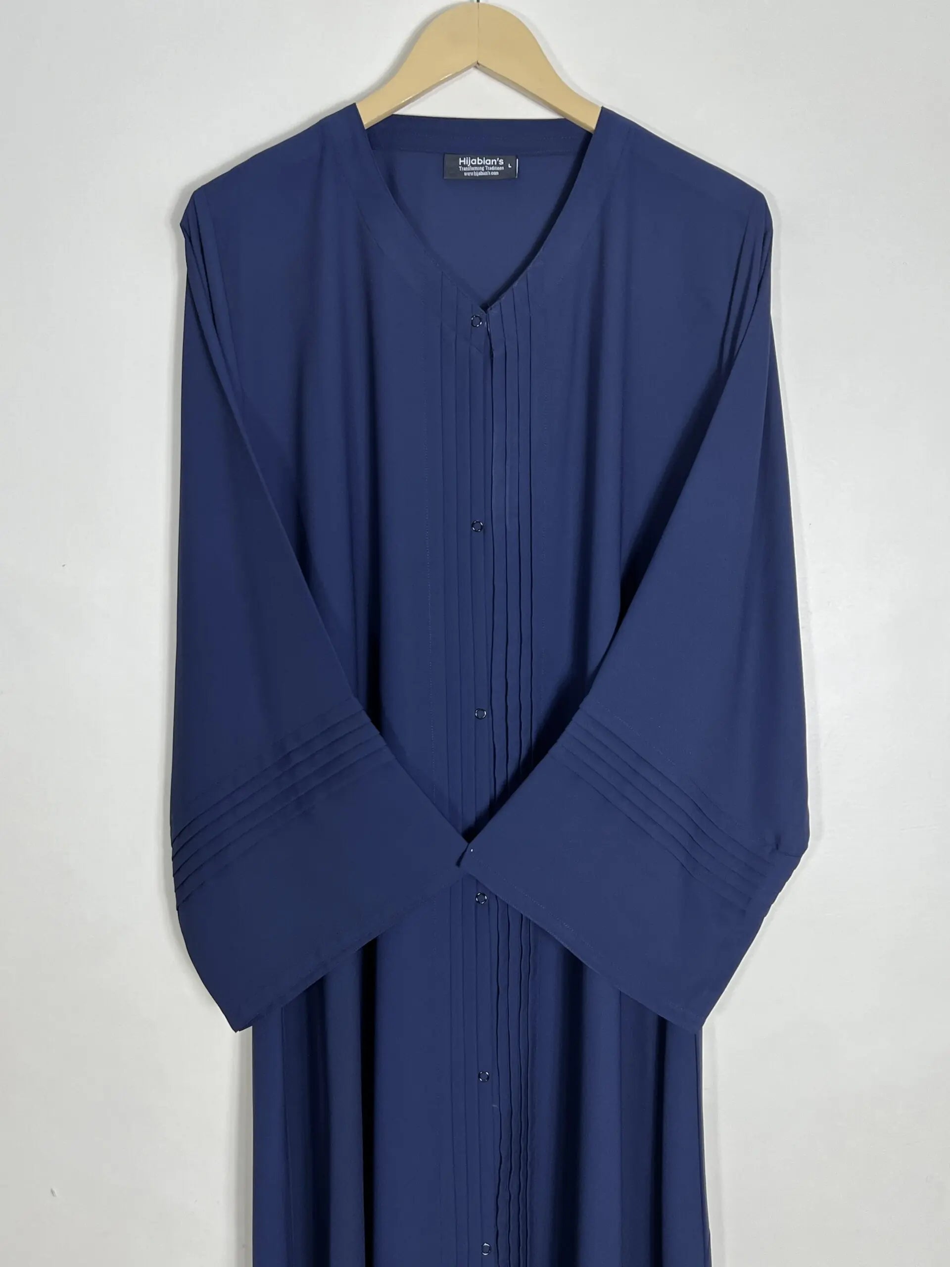 Blue - Sleek Pleats Front Open Abaya HJ0909 Secondary image