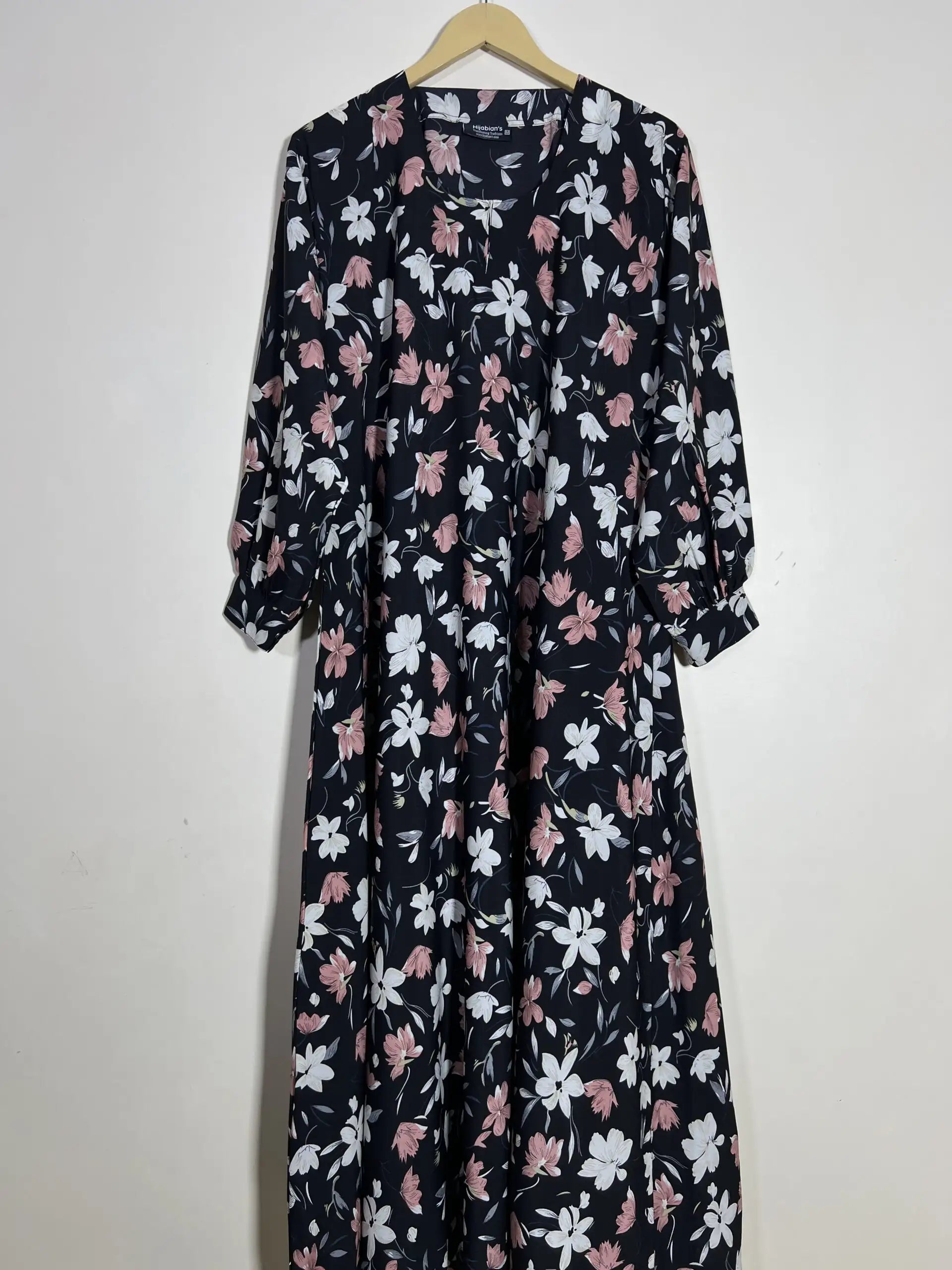 Jet Black - Floral Maxi Abaya HJ1289