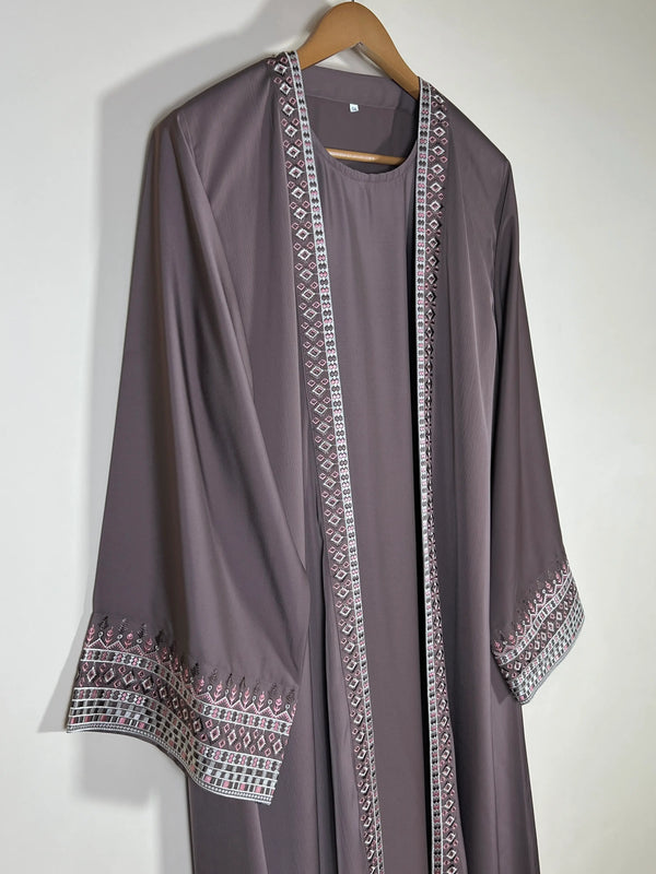 Mocha Taupe - Canvas Layer Abaya HJ1726