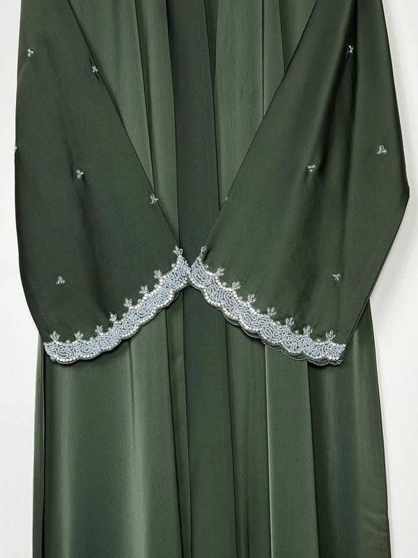 Nisa Luxe Abaya - Olive Green HJ1744
