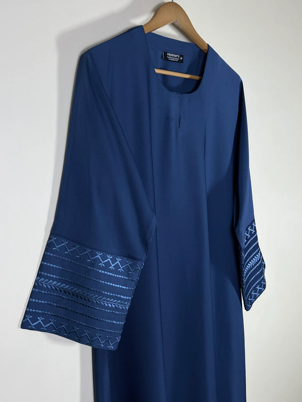 Marine Blue - Trail Embroidery Abaya HJ1748